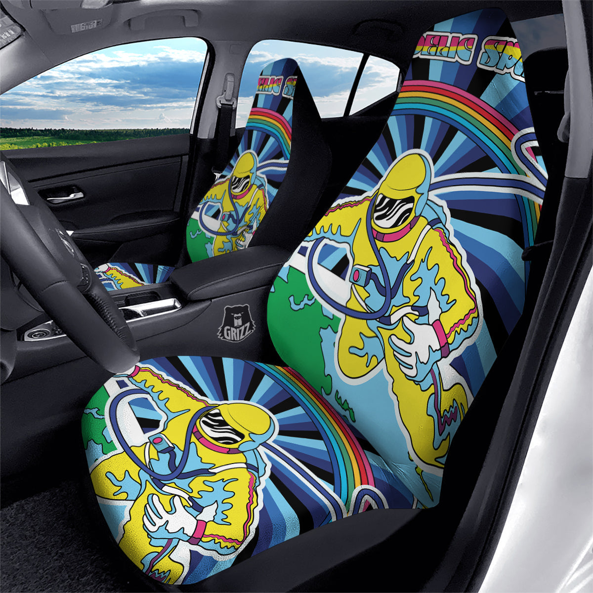 Psychedelic Space And Astronaut Print Car Seat Covers-grizzshop