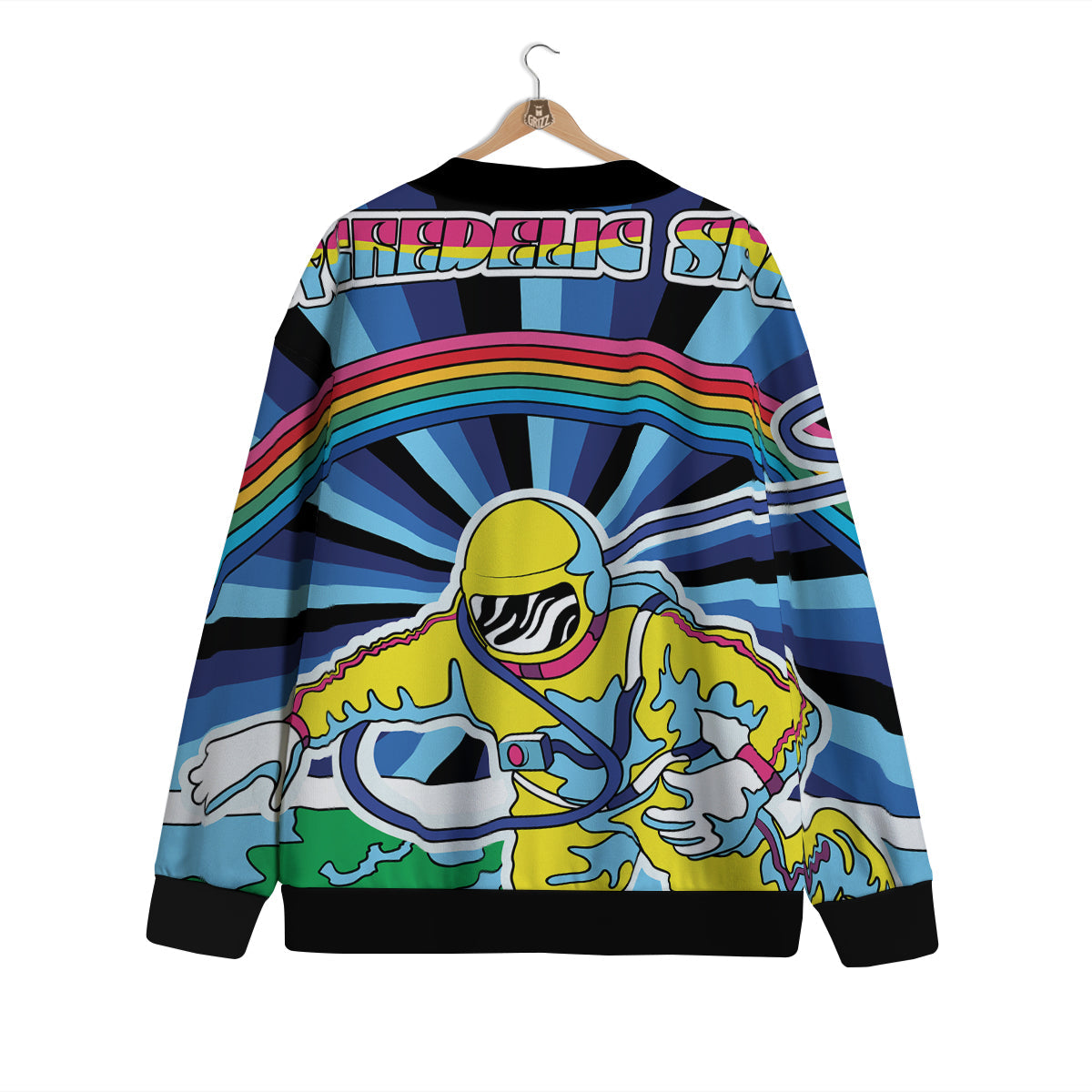 Psychedelic Space And Astronaut Print Cardigan-grizzshop