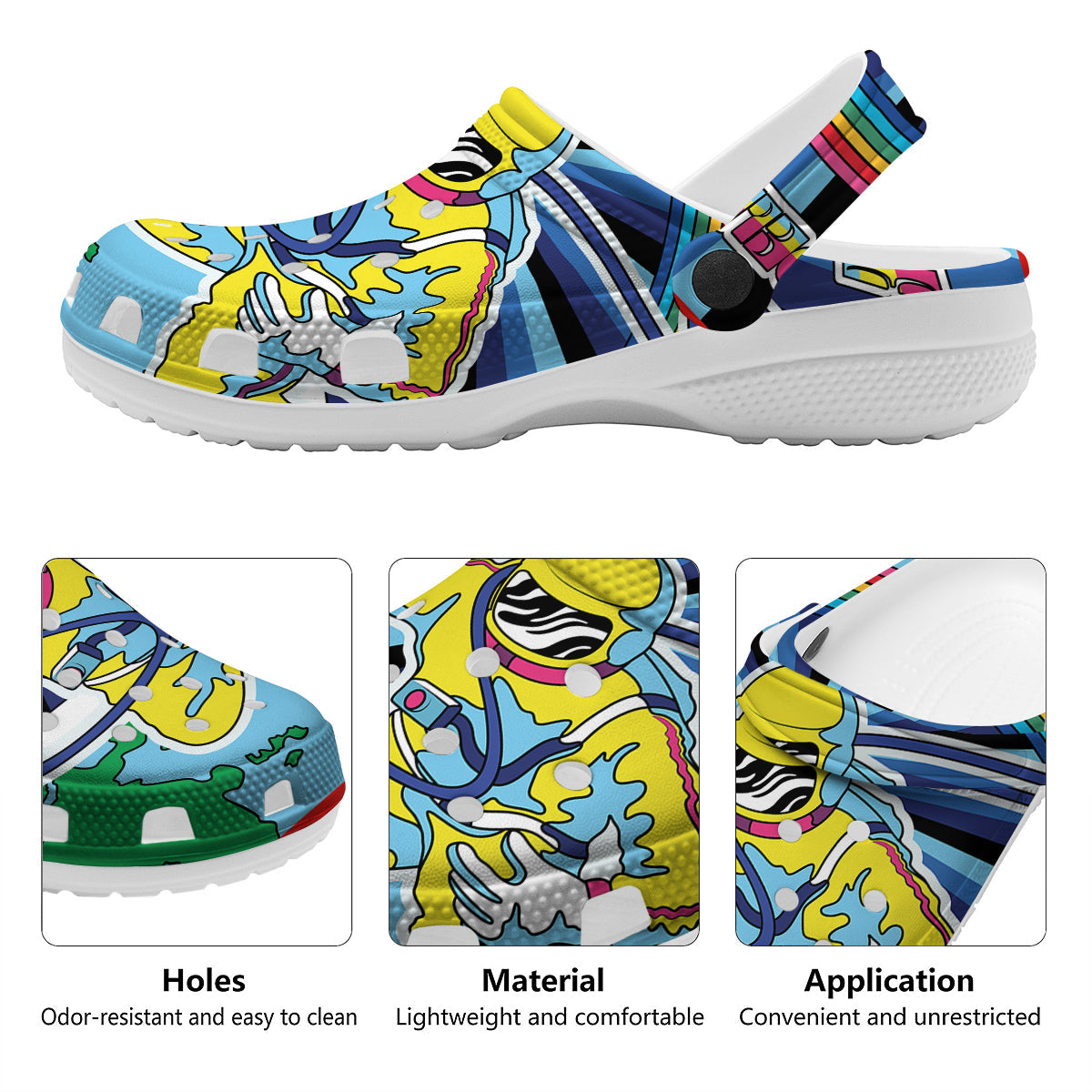 Psychedelic Space And Astronaut Print Clog-grizzshop