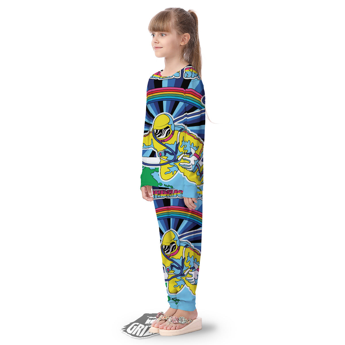 Psychedelic Space And Astronaut Print Kid's Pajamas-grizzshop
