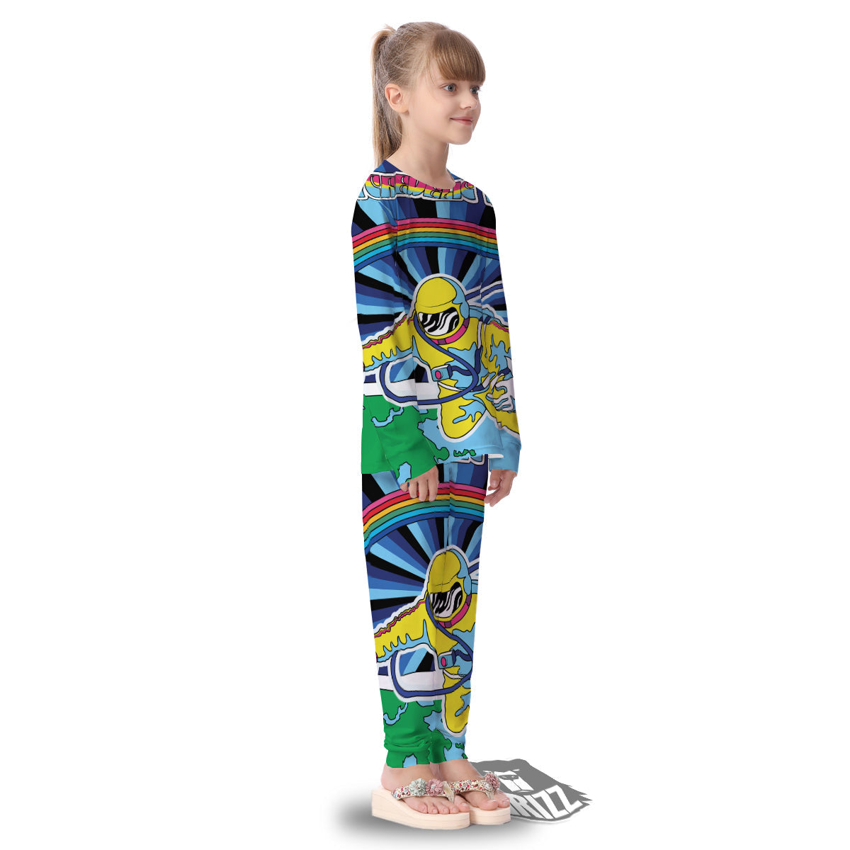Psychedelic Space And Astronaut Print Kid's Pajamas-grizzshop