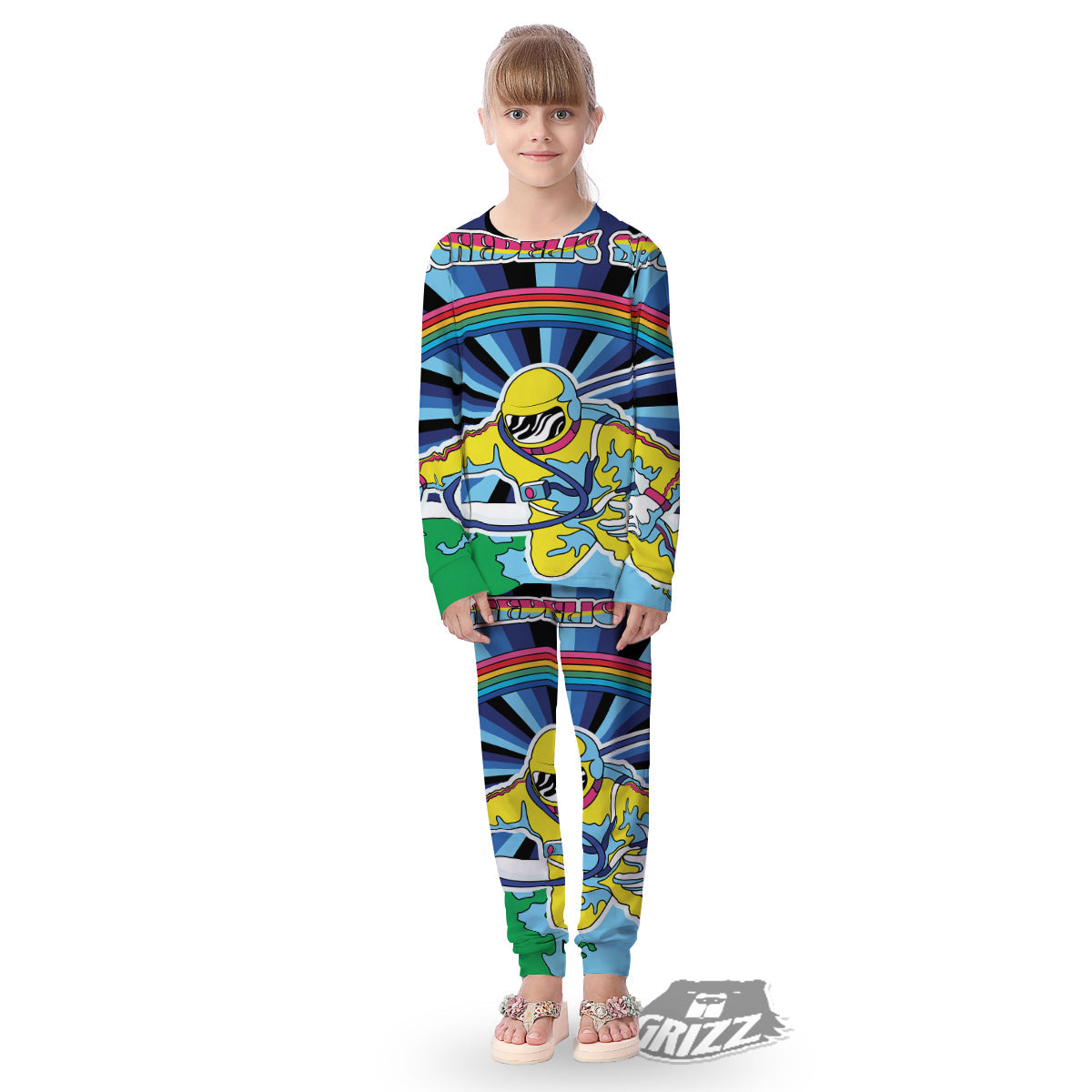 Psychedelic Space And Astronaut Print Kid's Pajamas-grizzshop