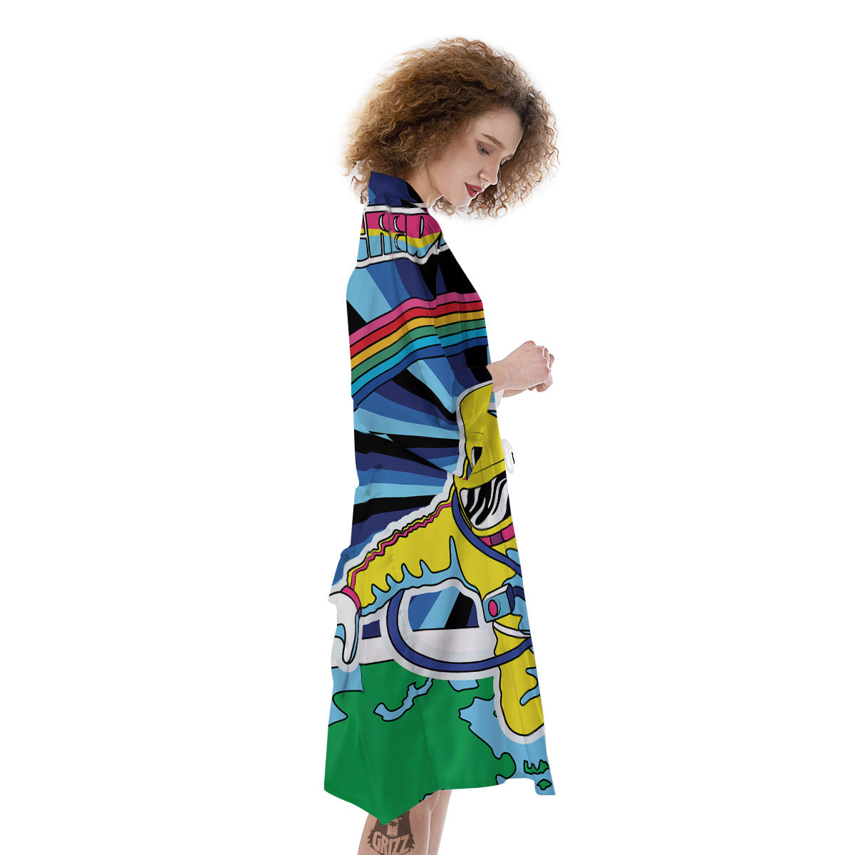 Psychedelic Space And Astronaut Print Kimono-grizzshop