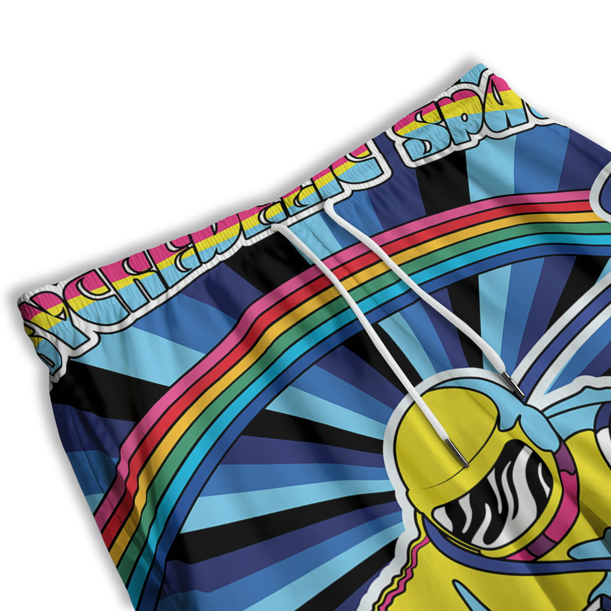 Psychedelic Space And Astronaut Print Men's Athletic Shorts