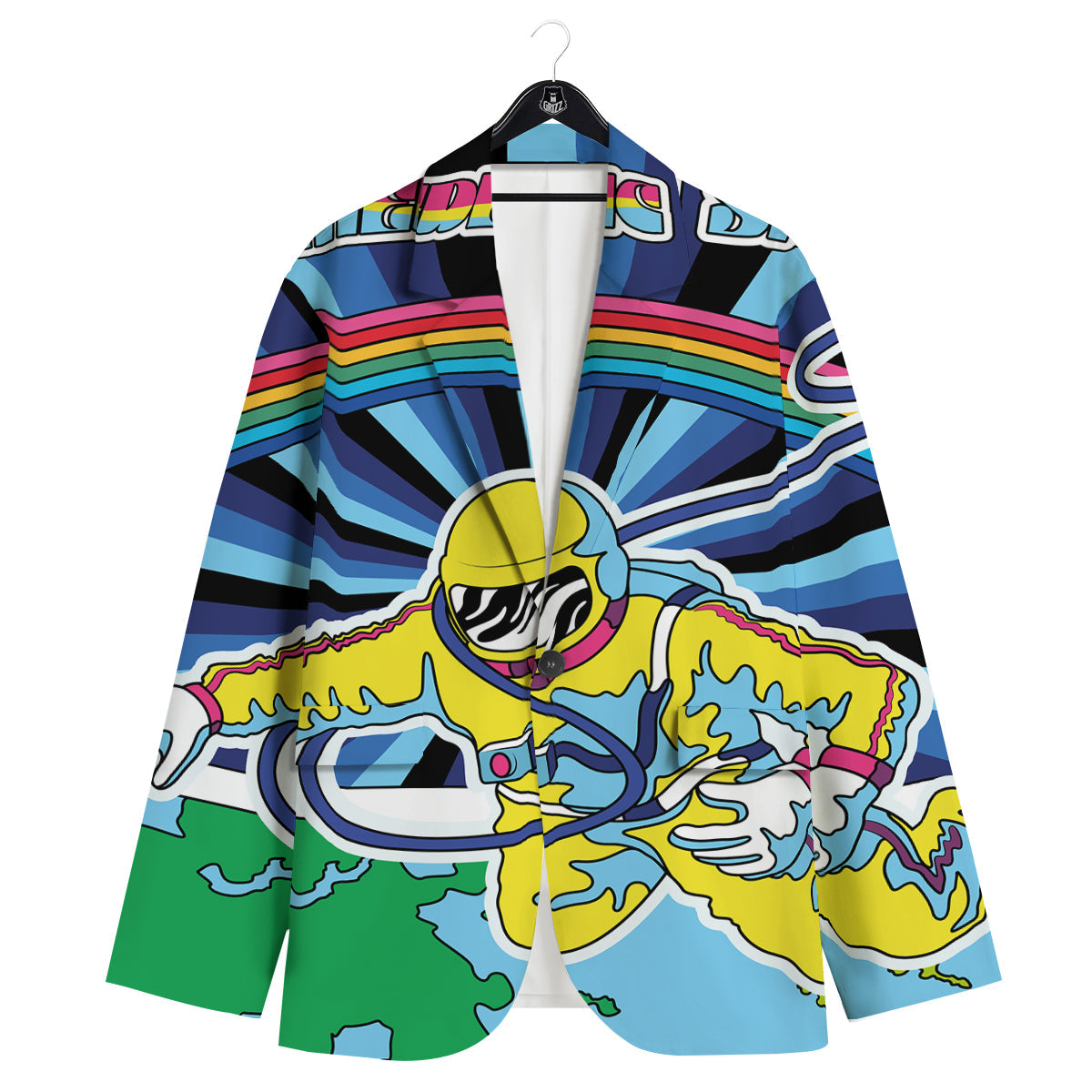 Psychedelic Space And Astronaut Print Men's Sport Coat-grizzshop