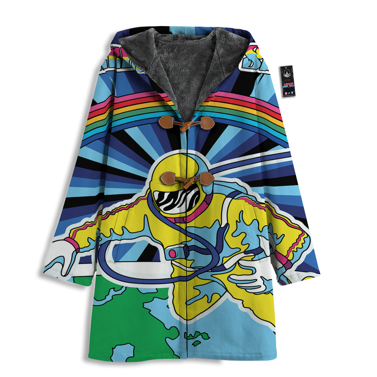 Psychedelic Space And Astronaut Print Men's Windbreaker Jacket-grizzshop