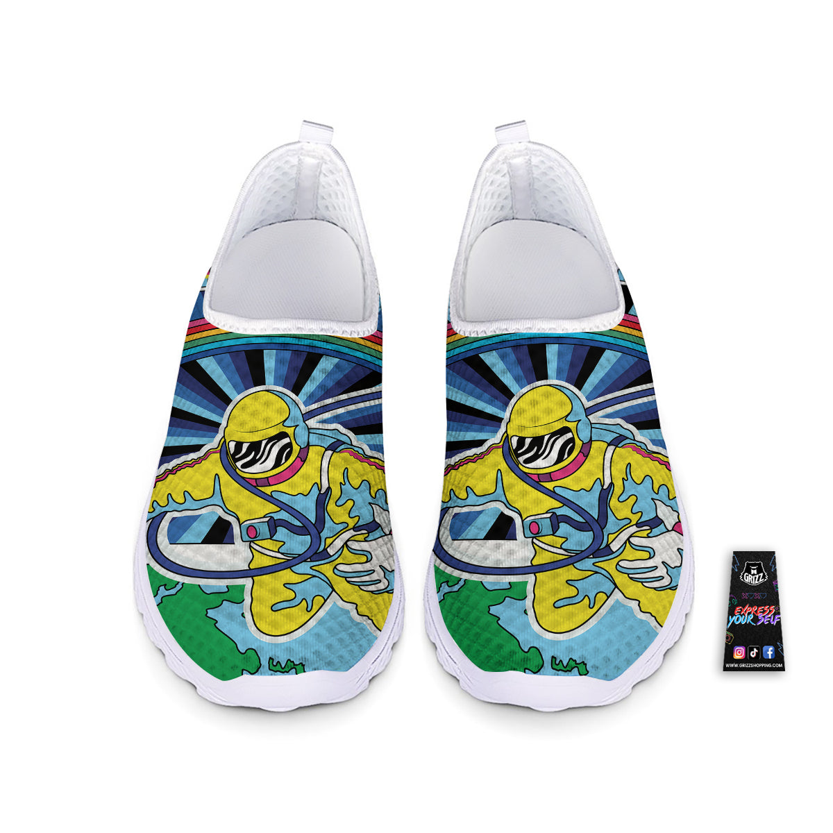 Psychedelic Space And Astronaut Print Nurse Shoes-grizzshop