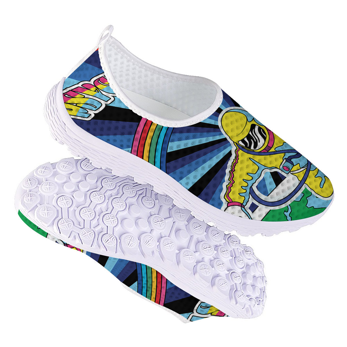 Psychedelic Space And Astronaut Print Nurse Shoes-grizzshop