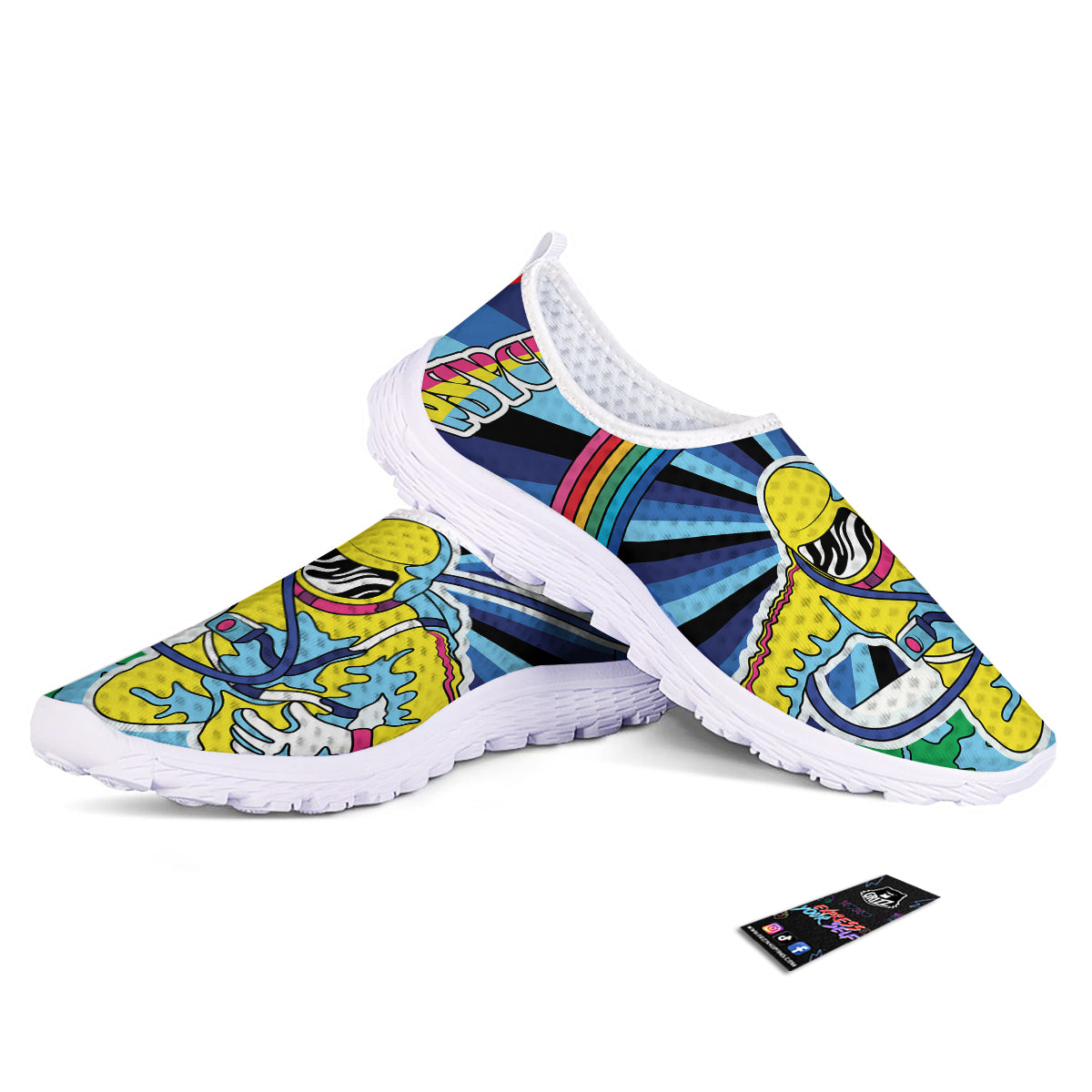 Psychedelic Space And Astronaut Print Nurse Shoes-grizzshop