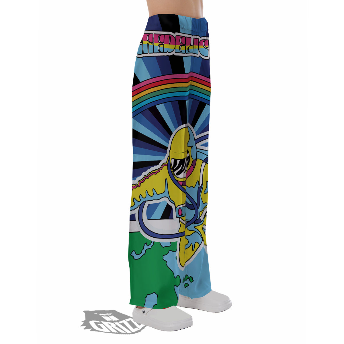 Psychedelic Space And Astronaut Print Pajama Pants-grizzshop