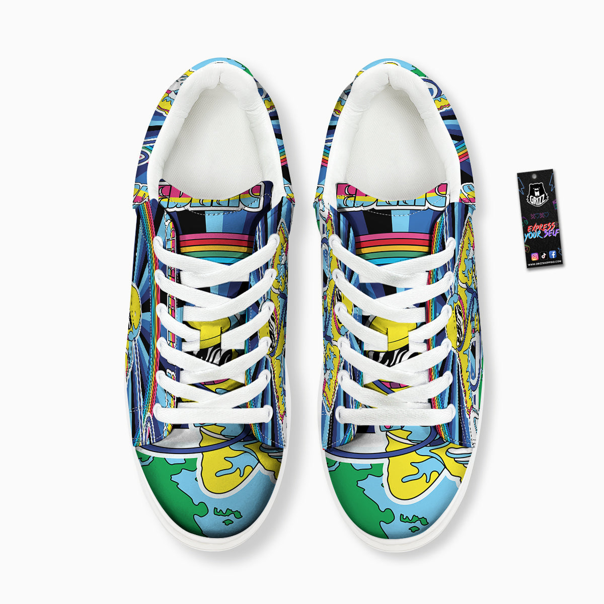 Psychedelic Space And Astronaut Print Platform Shoes-grizzshop
