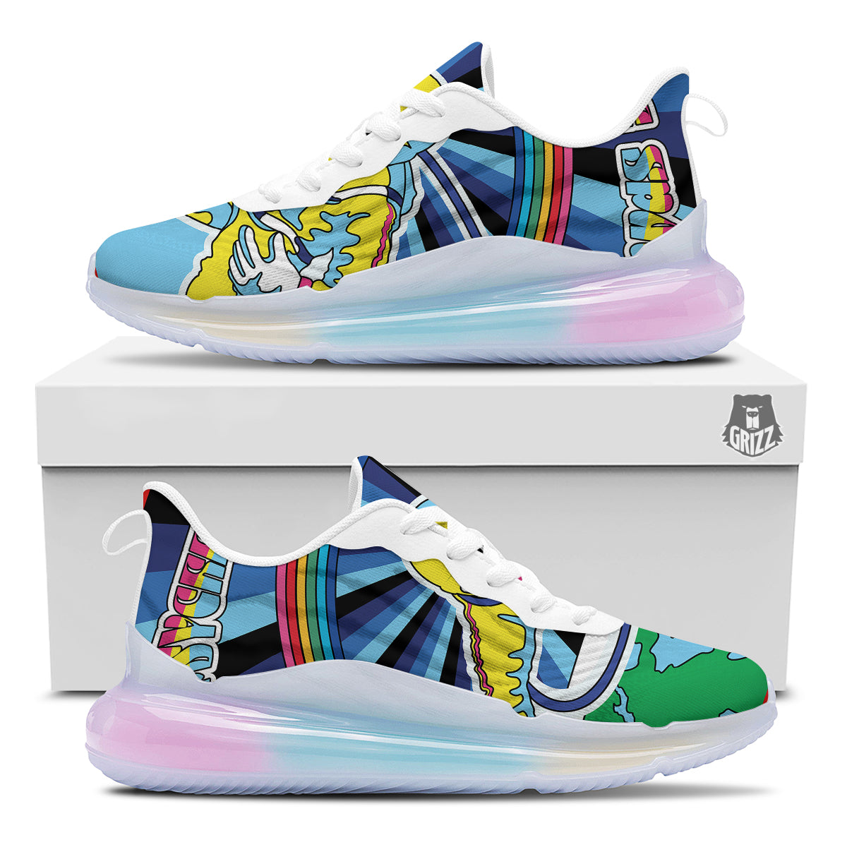 Psychedelic Space And Astronaut Print Running Sneakers-grizzshop