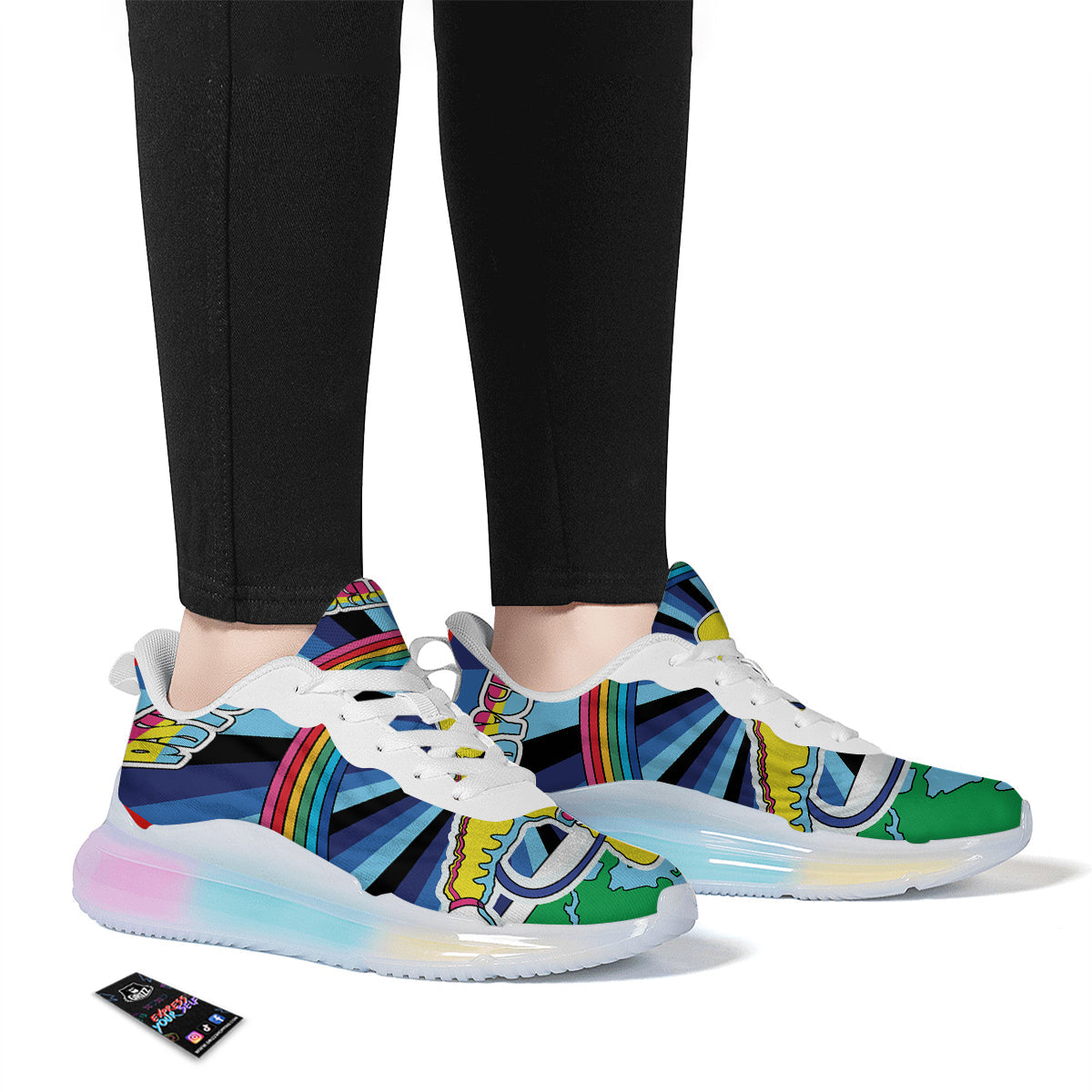 Psychedelic Space And Astronaut Print Running Sneakers-grizzshop