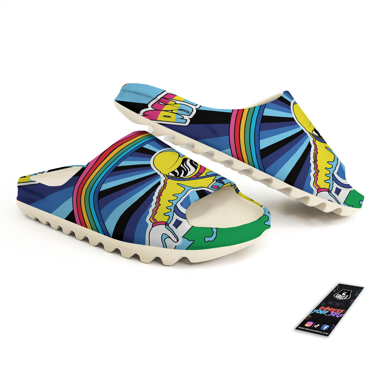 Psychedelic Space And Astronaut Print Sandals-grizzshop
