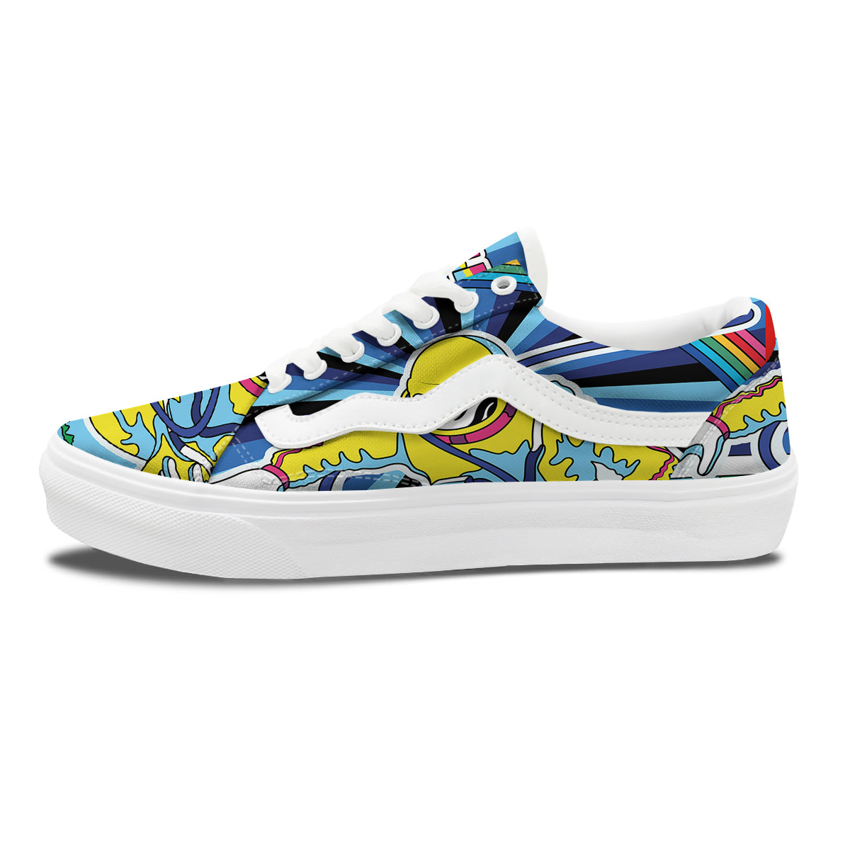 Psychedelic Space And Astronaut Print Skate Shoes-grizzshop