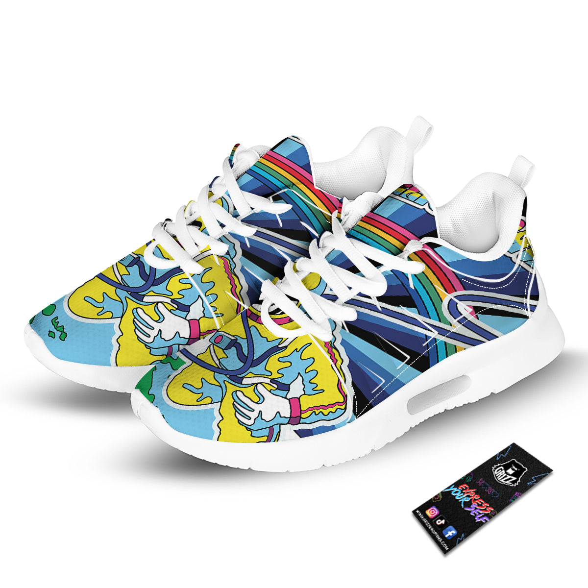 Psychedelic Space And Astronaut Print Tennis Shoes-grizzshop