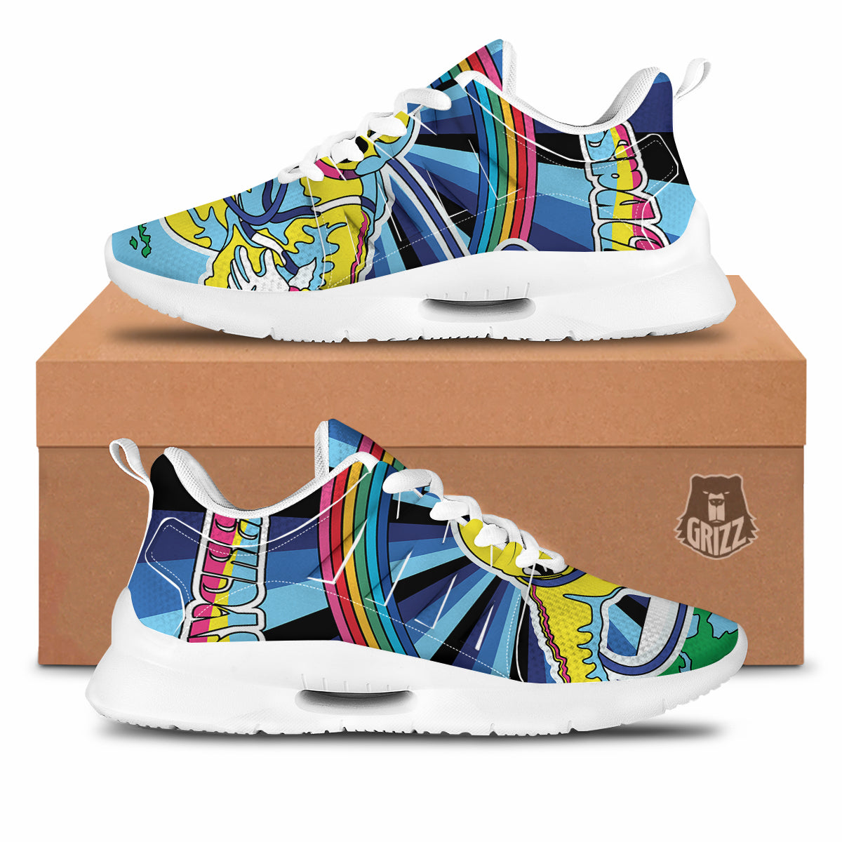 Psychedelic Space And Astronaut Print Tennis Shoes-grizzshop