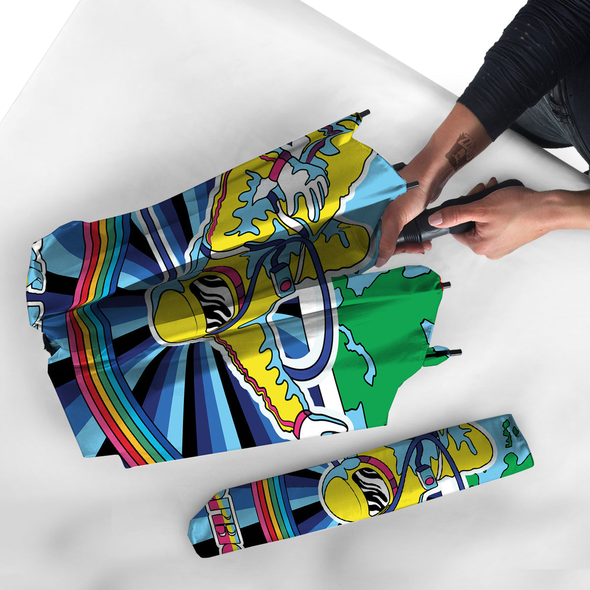 Psychedelic Space And Astronaut Print Umbrella-grizzshop