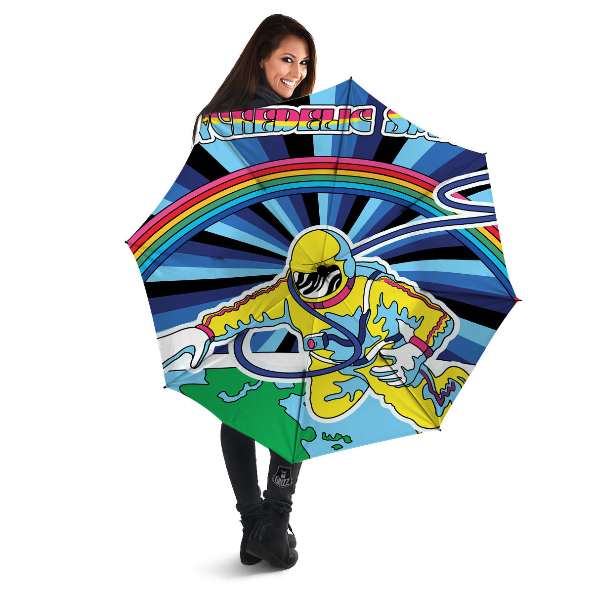 Psychedelic Space And Astronaut Print Umbrella-grizzshop
