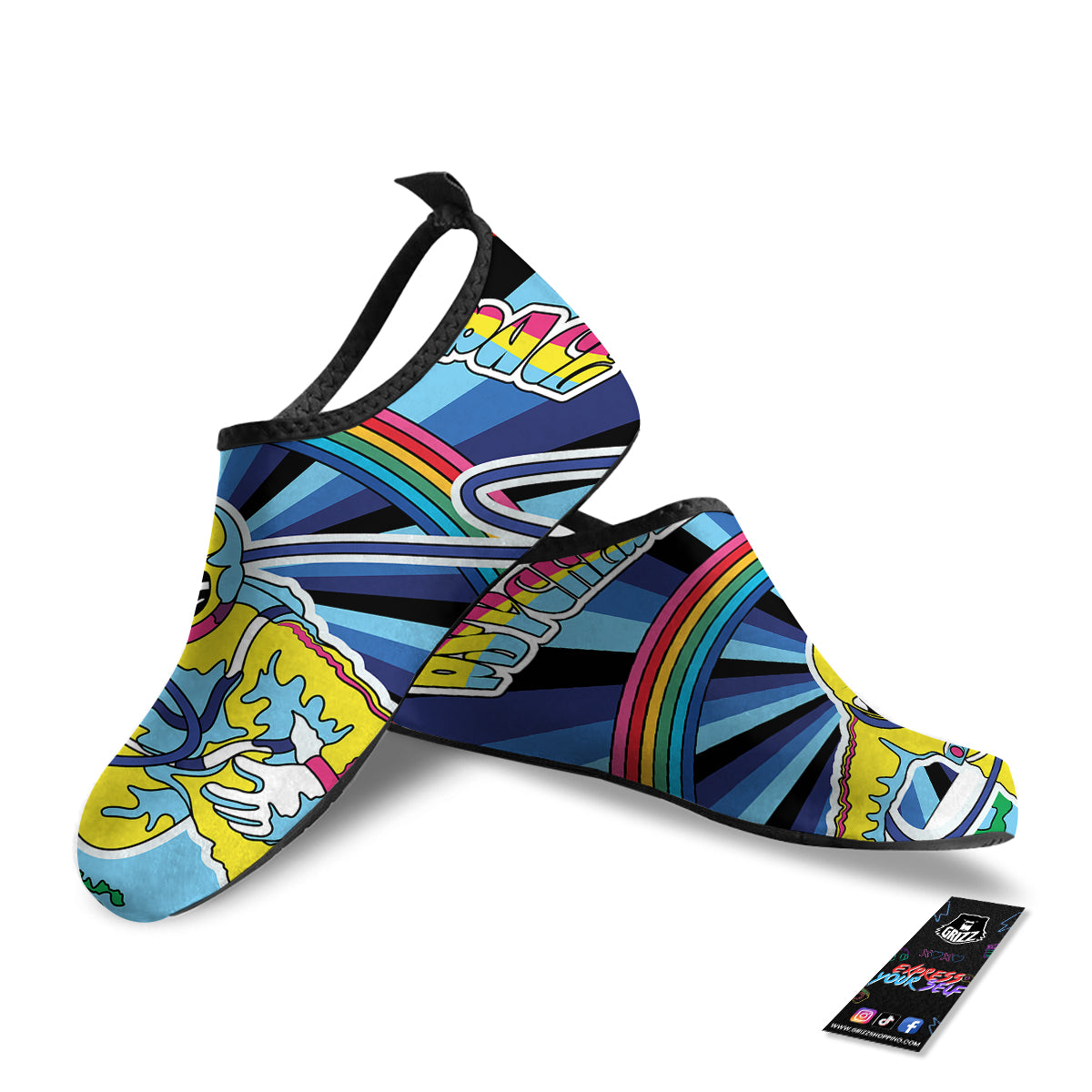 Psychedelic Space And Astronaut Print Water Shoes-grizzshop