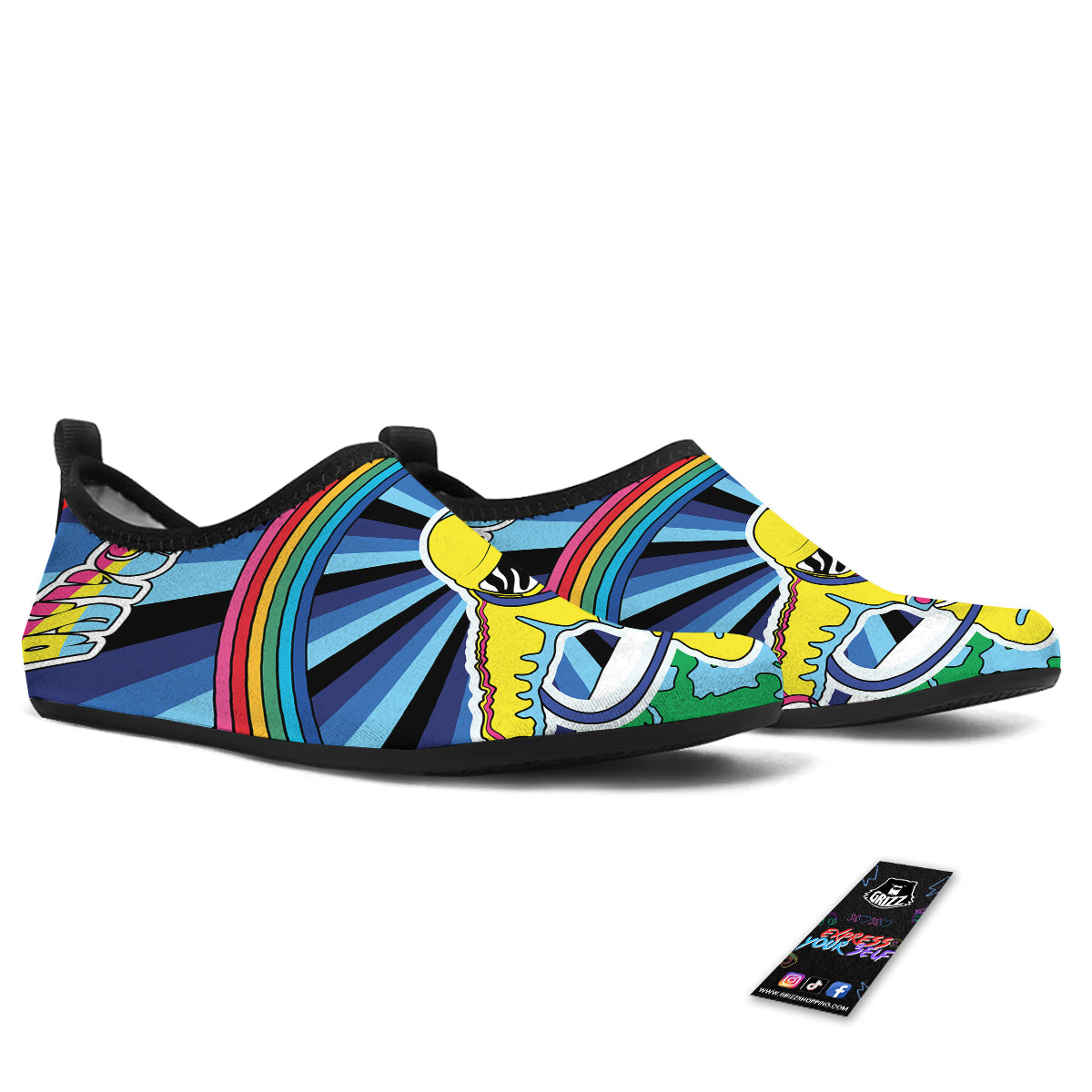Psychedelic Space And Astronaut Print Water Shoes-grizzshop