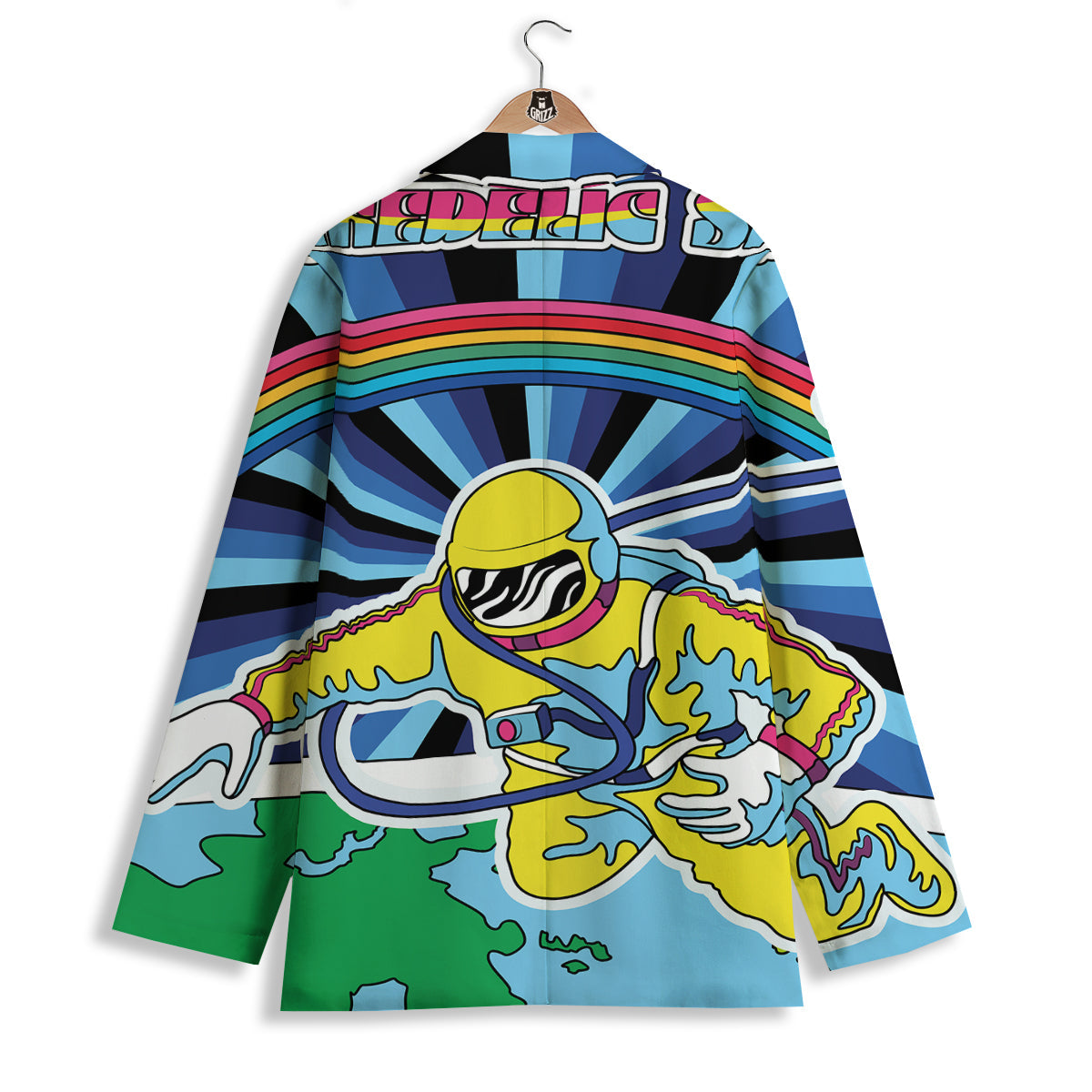 Psychedelic Space And Astronaut Print Women's Blazer-grizzshop