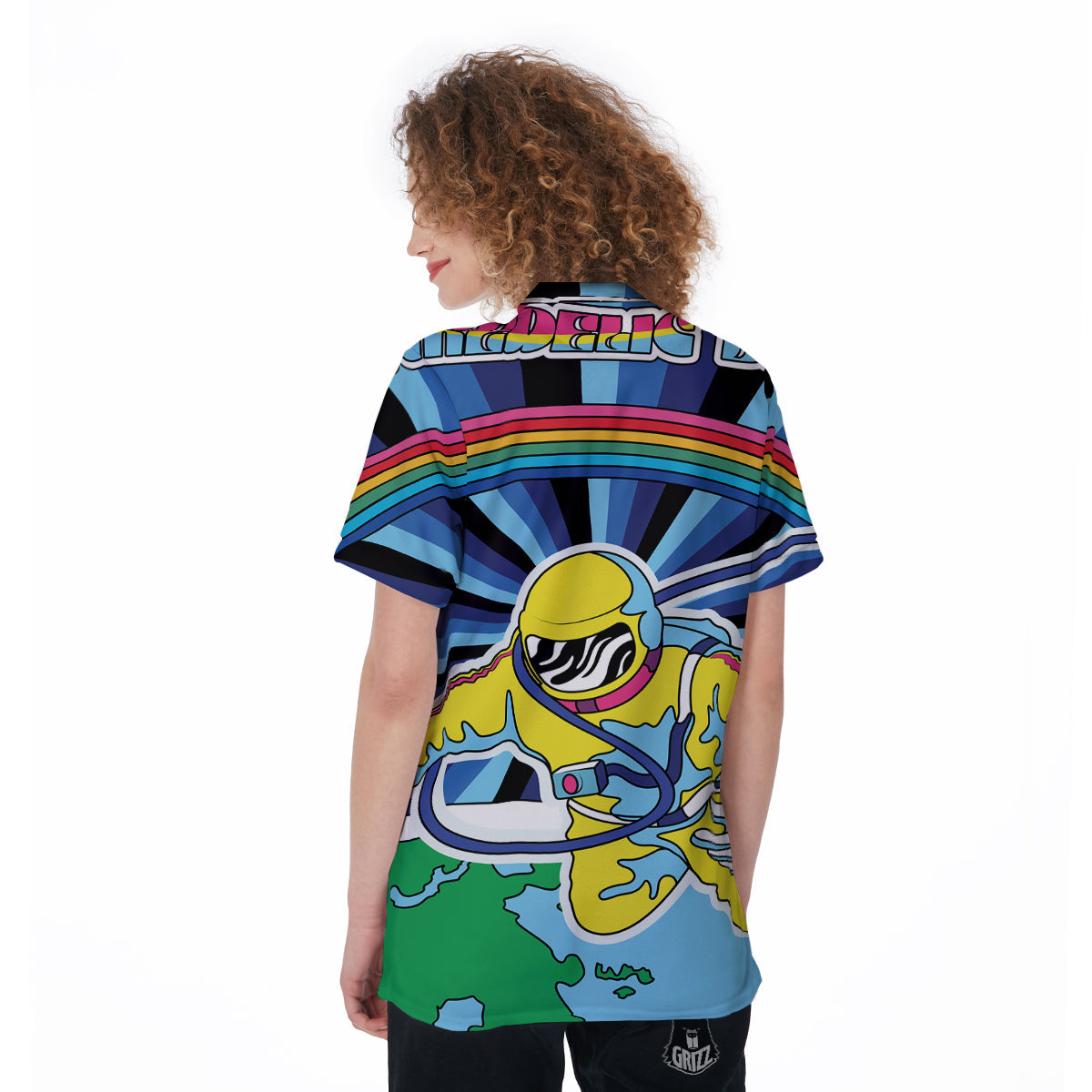 Psychedelic Space And Astronaut Print Women's Golf Shirts-grizzshop