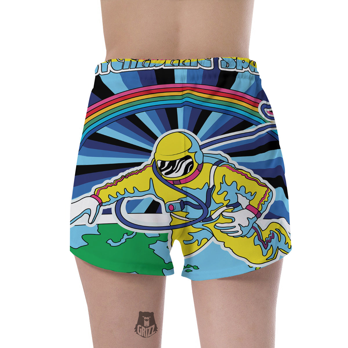 Psychedelic Space And Astronaut Print Women's Shorts-grizzshop
