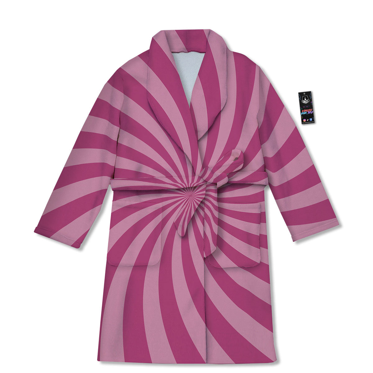 Psychedelic Swirl Pink Print Bathrobe-grizzshop