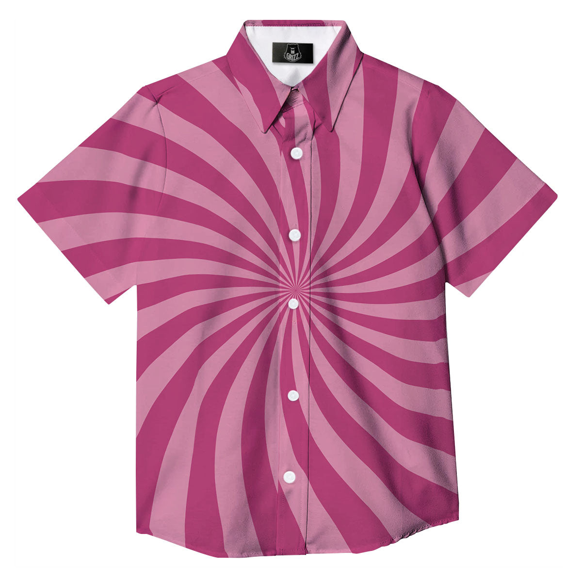 Psychedelic Swirl Pink Print Button Up Shirt-grizzshop