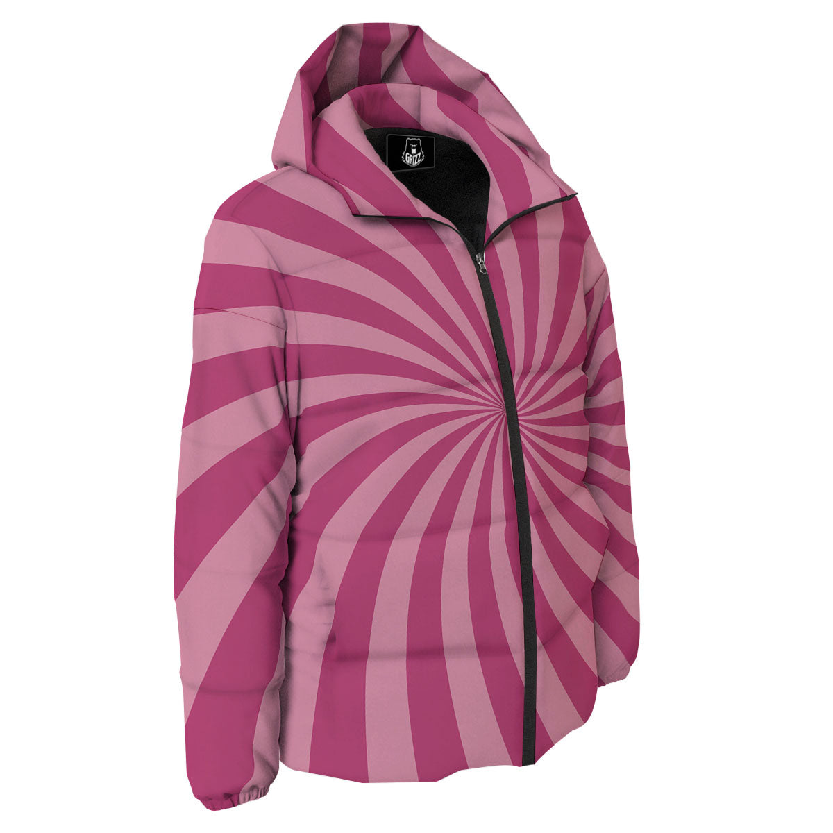 Psychedelic Swirl Pink Print Down Jacket-grizzshop