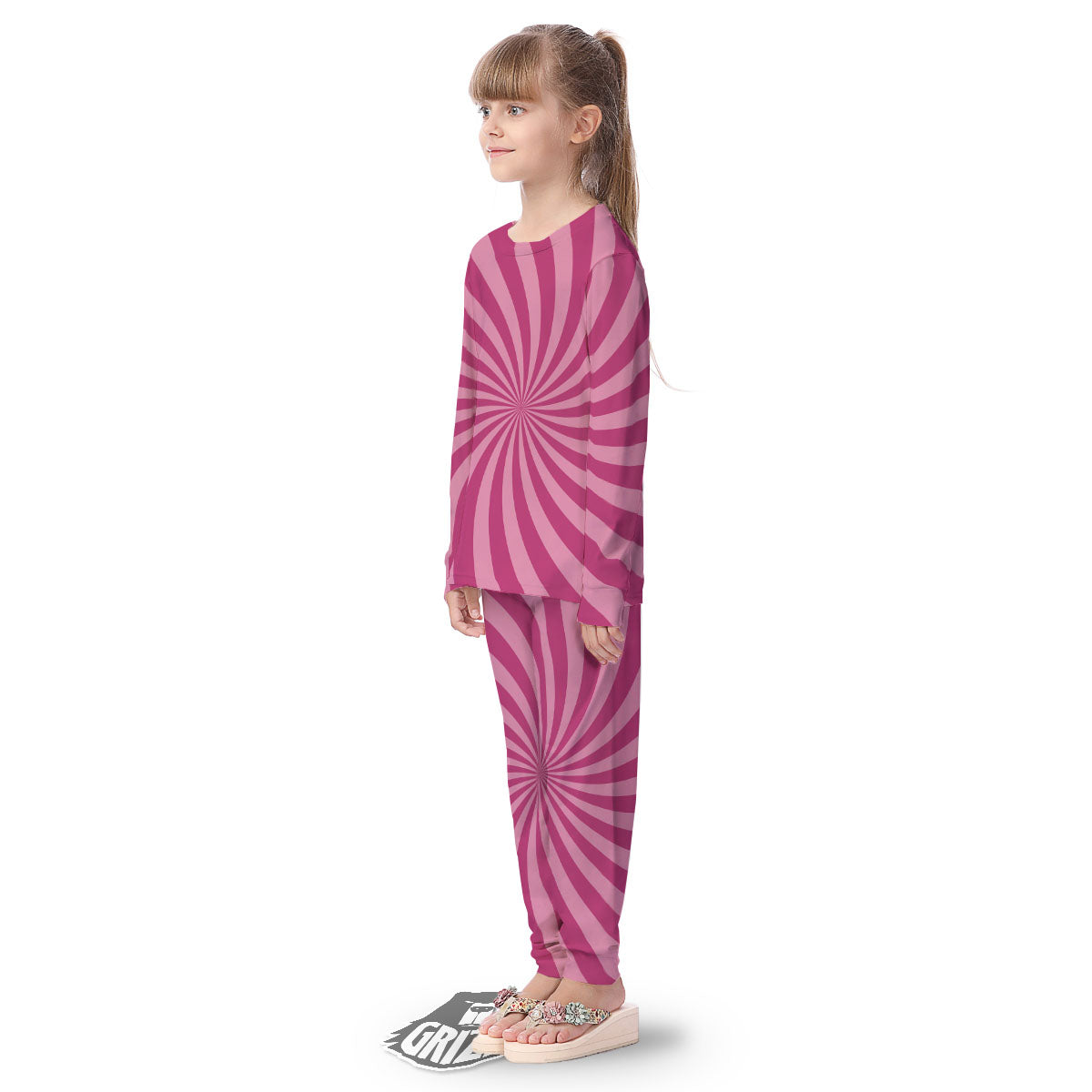Psychedelic Swirl Pink Print Kid's Pajamas-grizzshop