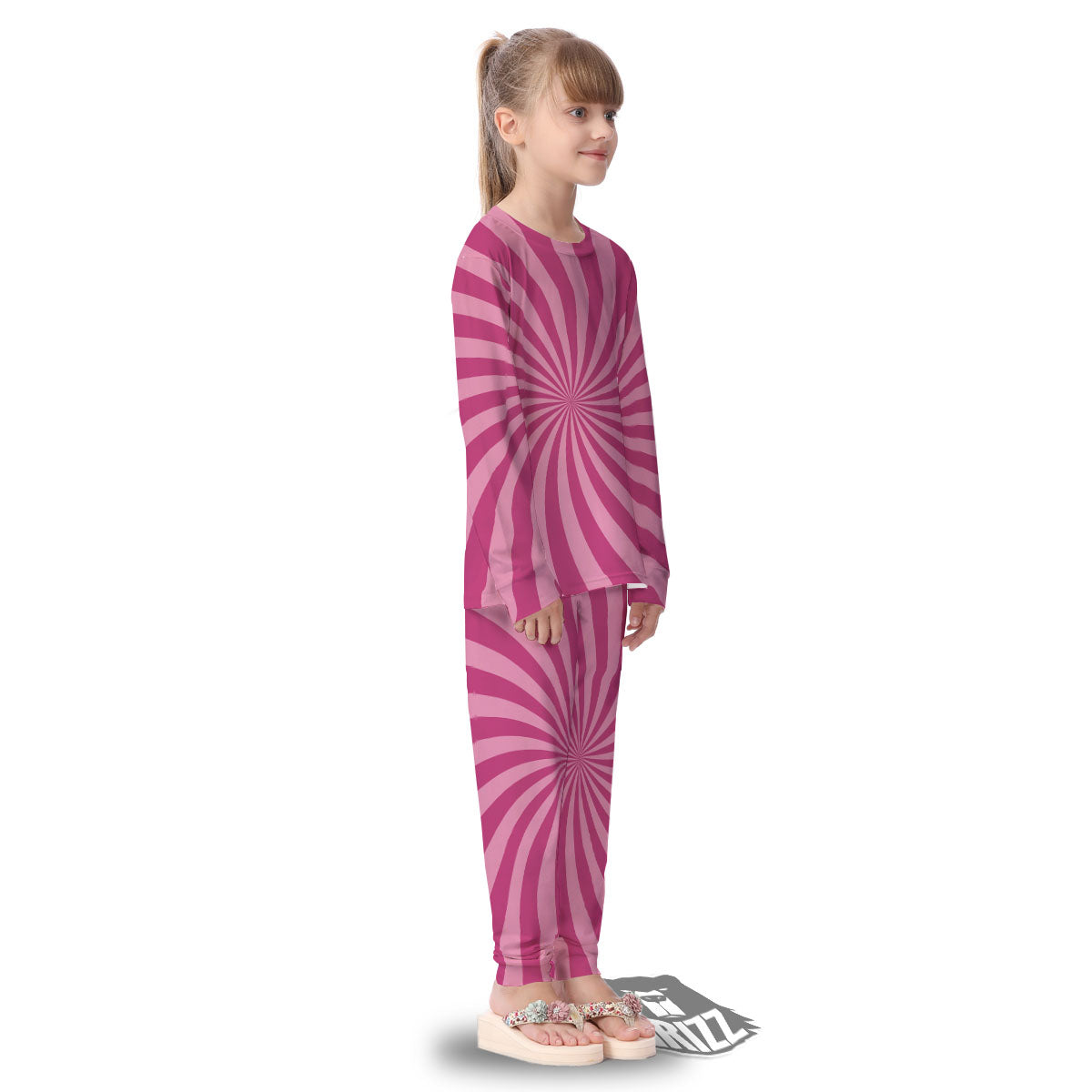 Psychedelic Swirl Pink Print Kid's Pajamas-grizzshop