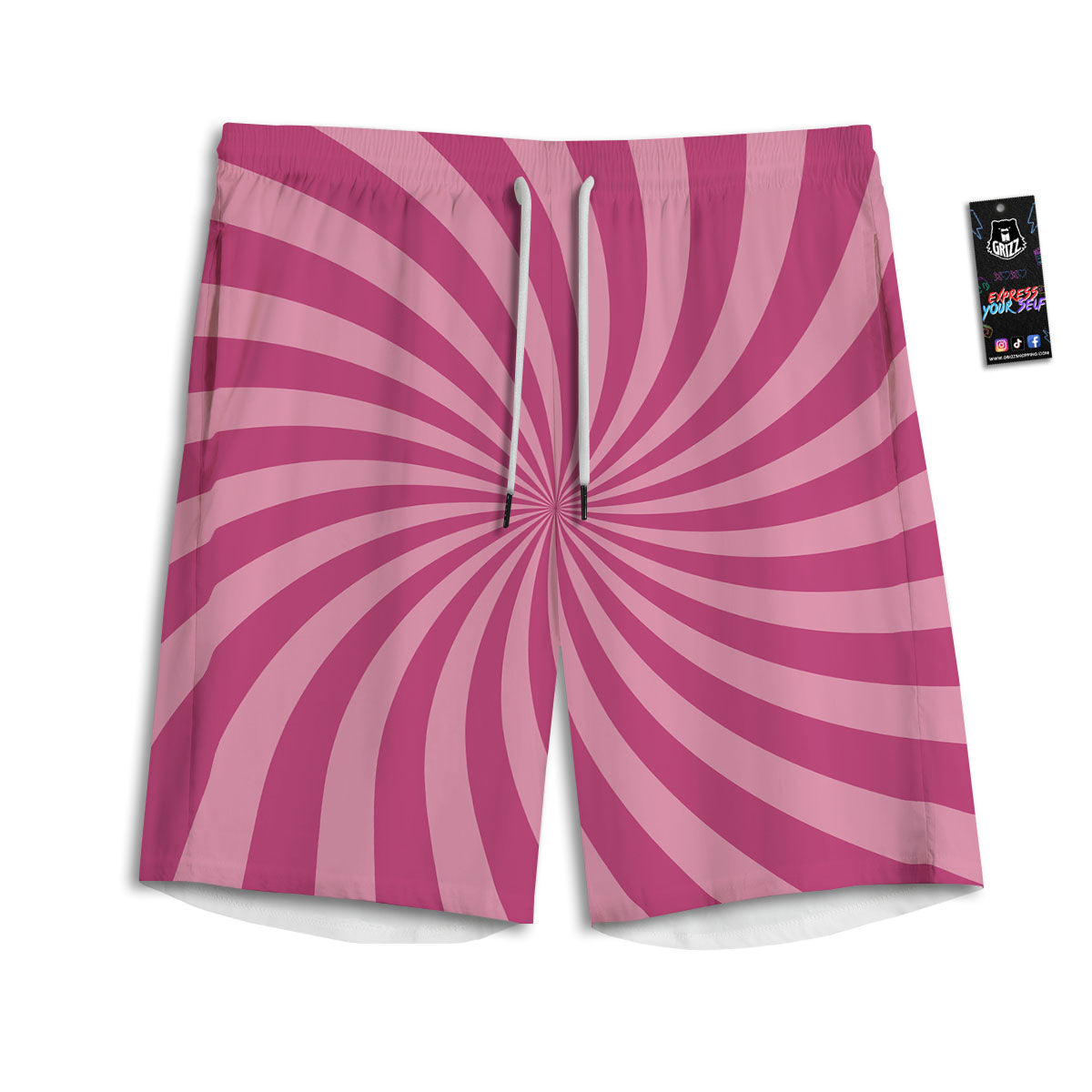 Psychedelic Swirl Pink Print Men's Athletic Shorts