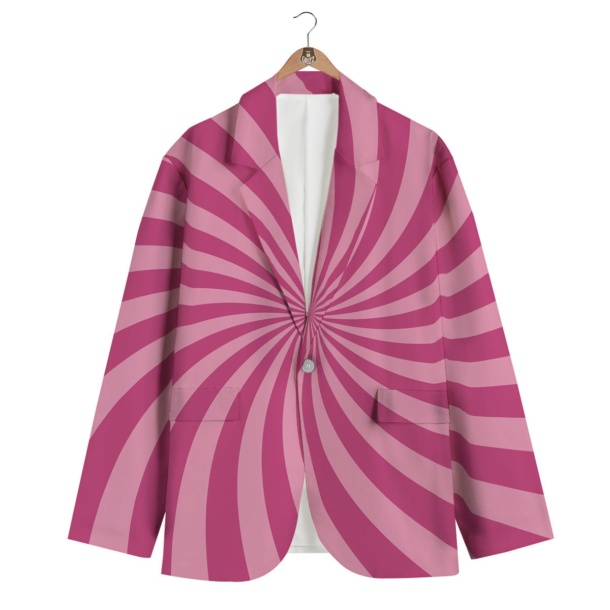 Psychedelic Swirl Pink Print Men's Blazer-grizzshop