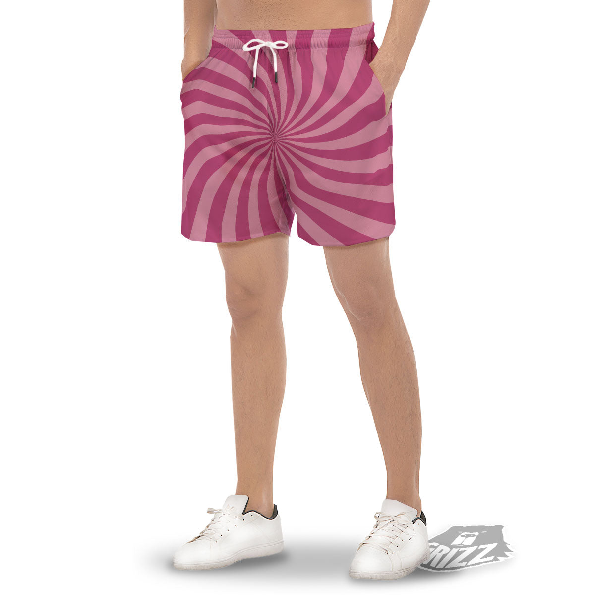 Psychedelic Swirl Pink Print Men's Gym Shorts-grizzshop