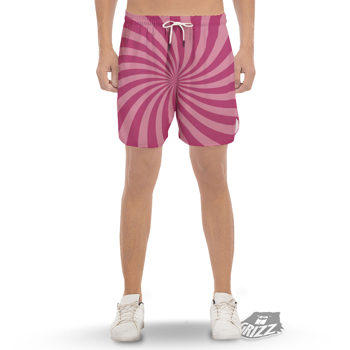 Psychedelic Swirl Pink Print Men's Gym Shorts-grizzshop