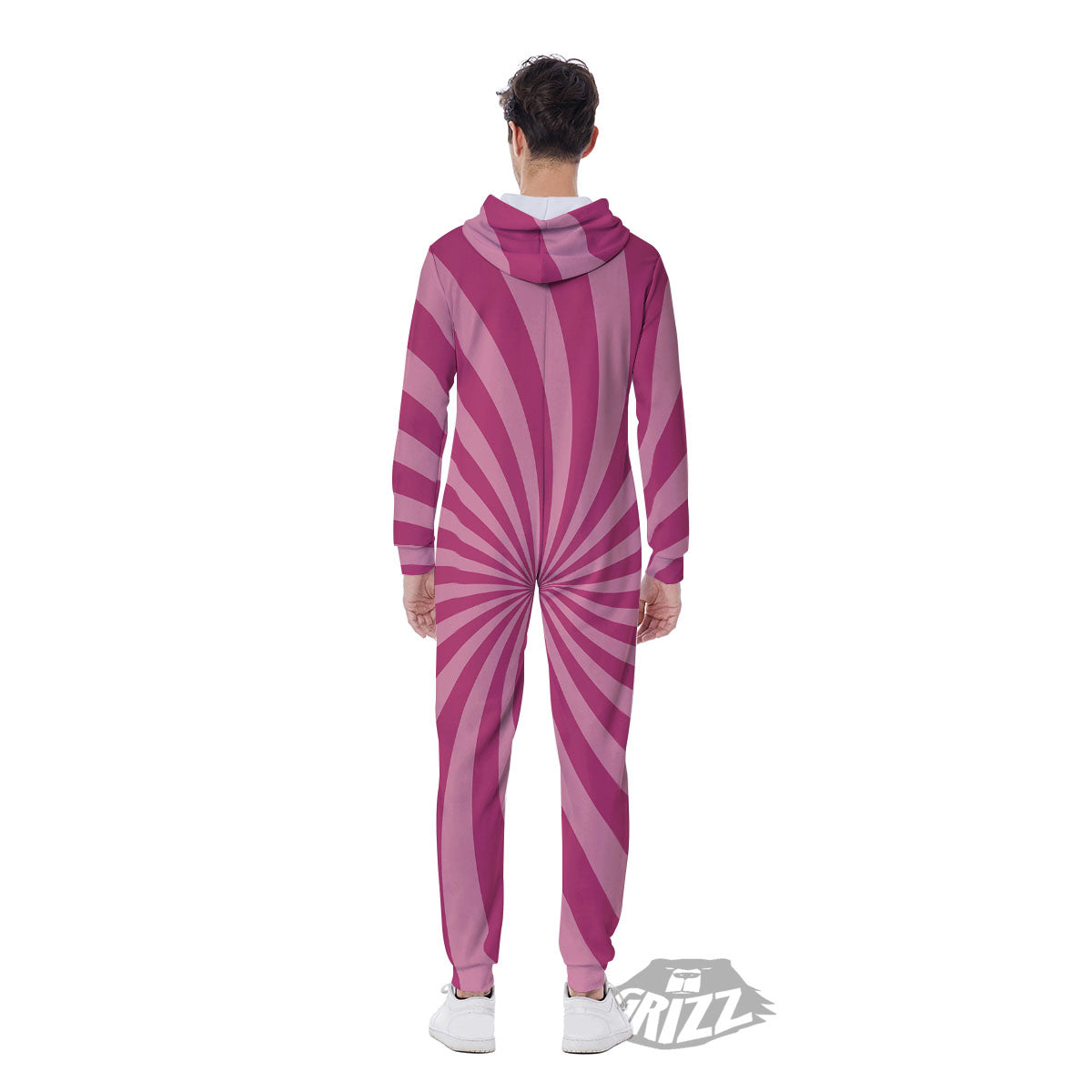 Psychedelic Swirl Pink Print Men's Jumpsuit-grizzshop