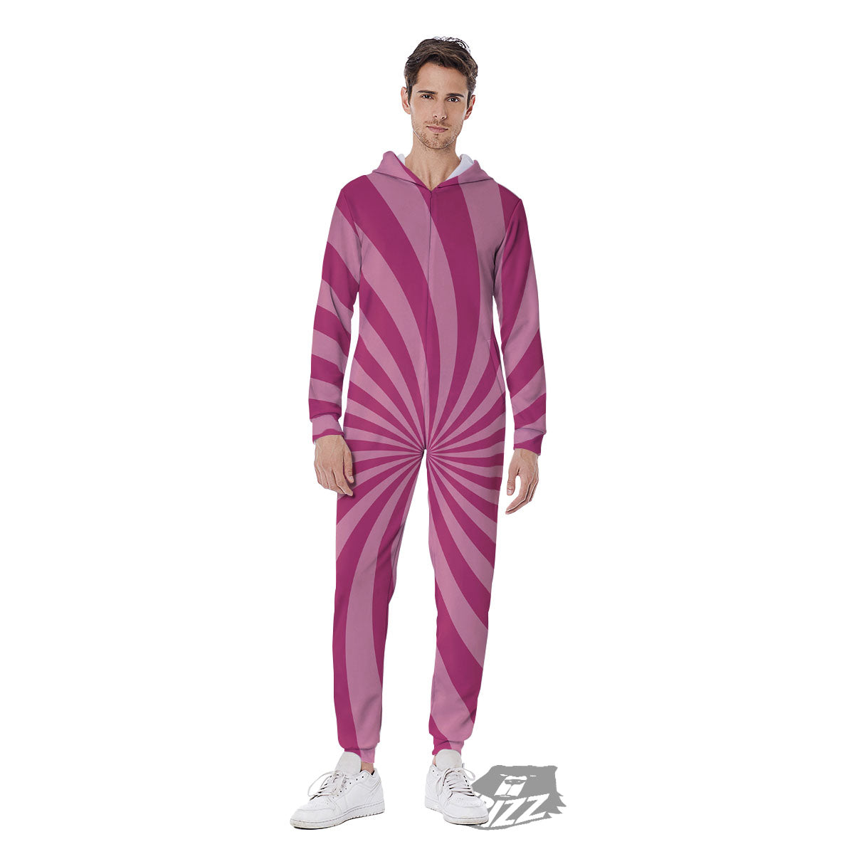 Psychedelic Swirl Pink Print Men's Jumpsuit-grizzshop