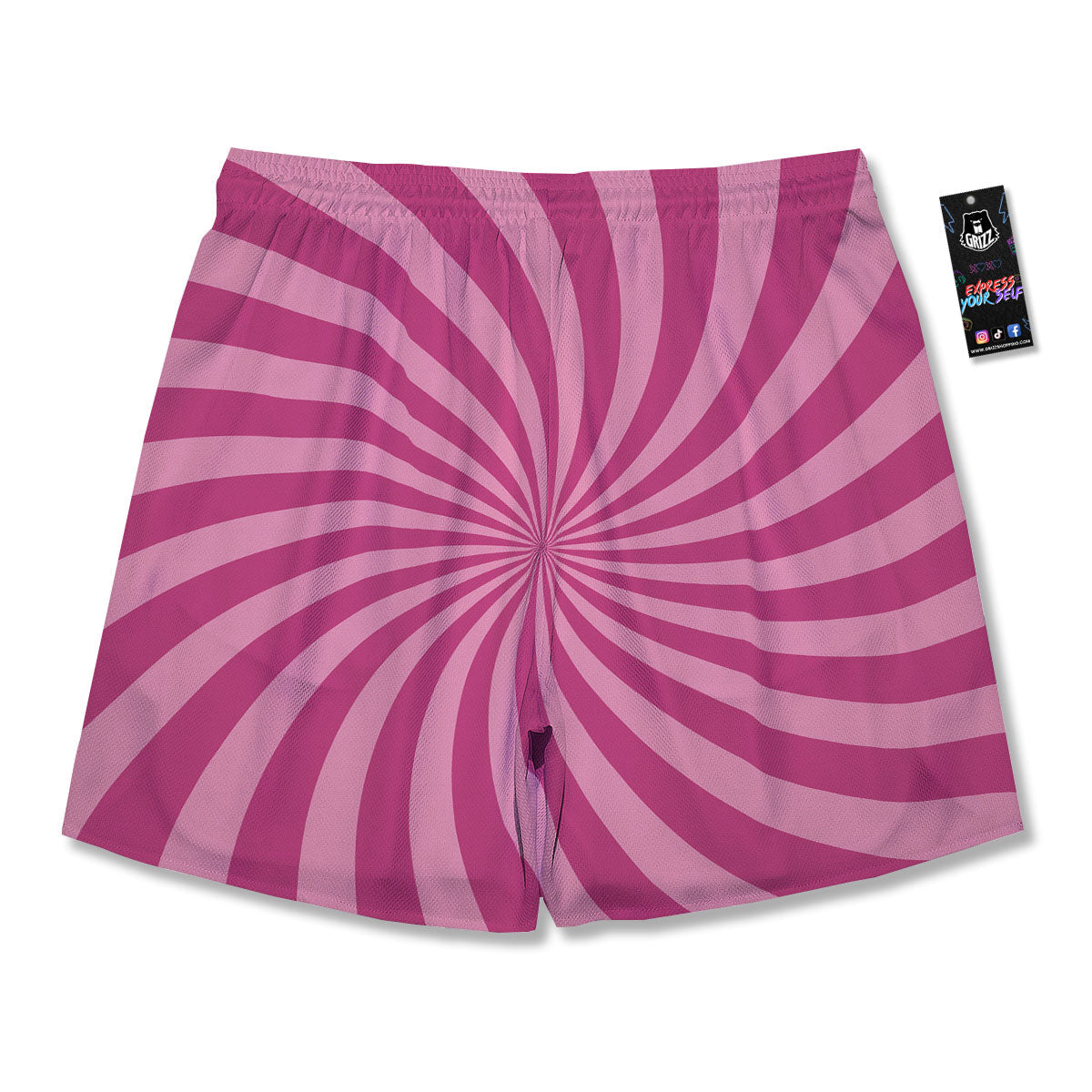 Psychedelic Swirl Pink Print Men's Running Shorts-grizzshop