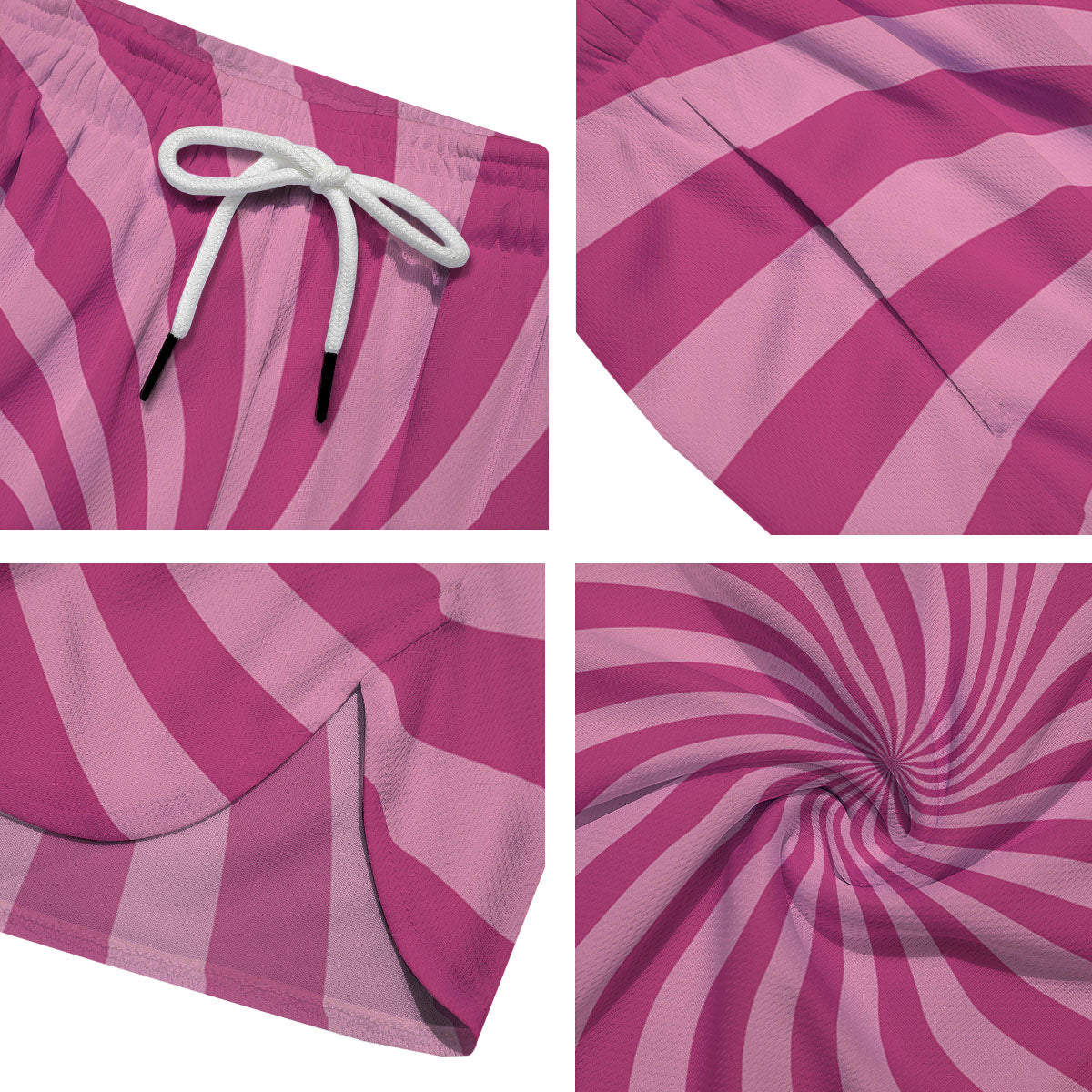 Psychedelic Swirl Pink Print Men's Running Shorts-grizzshop