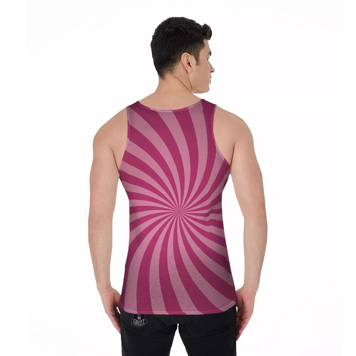Psychedelic Swirl Pink Print Men's Tank Top-grizzshop