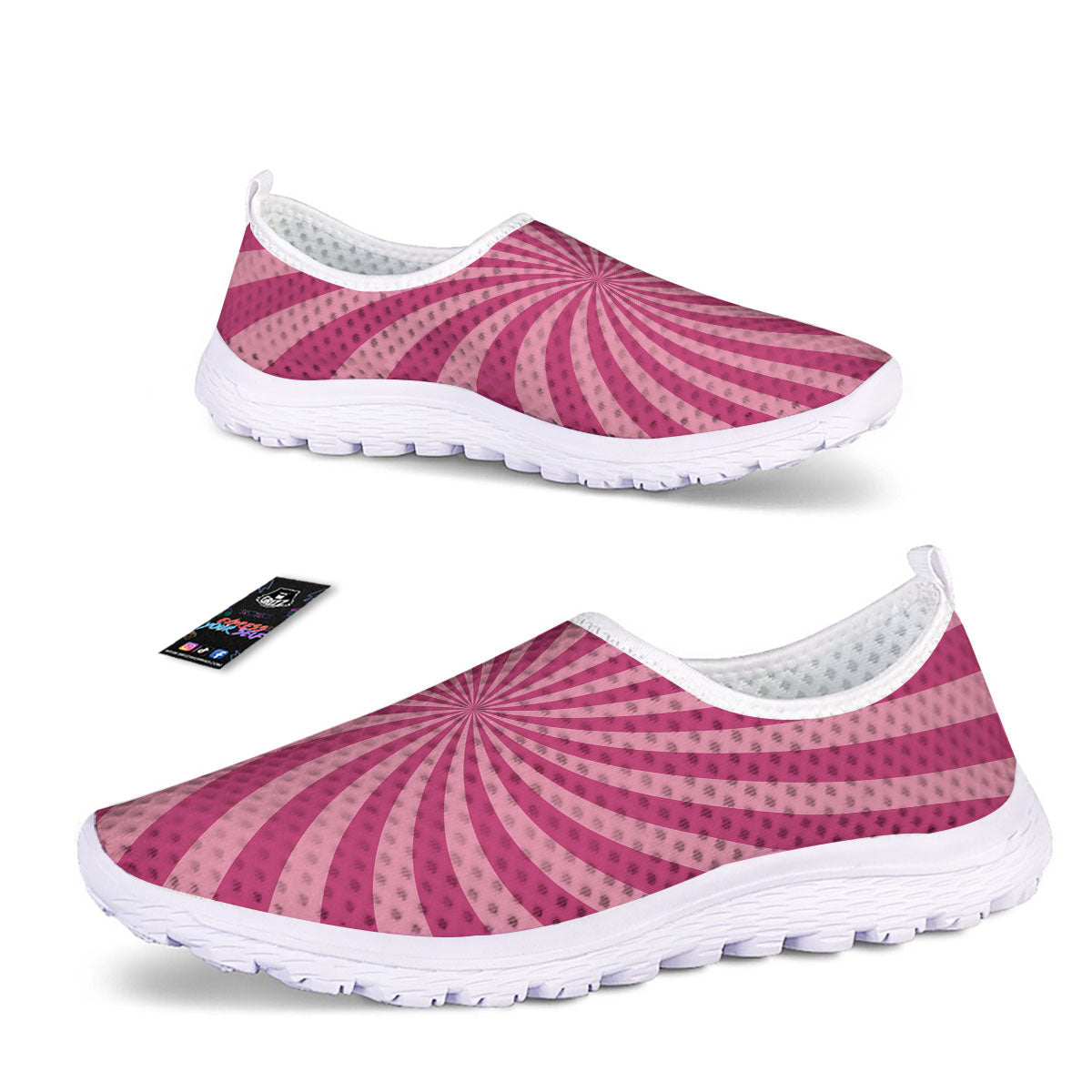 Psychedelic Swirl Pink Print Nurse Shoes-grizzshop