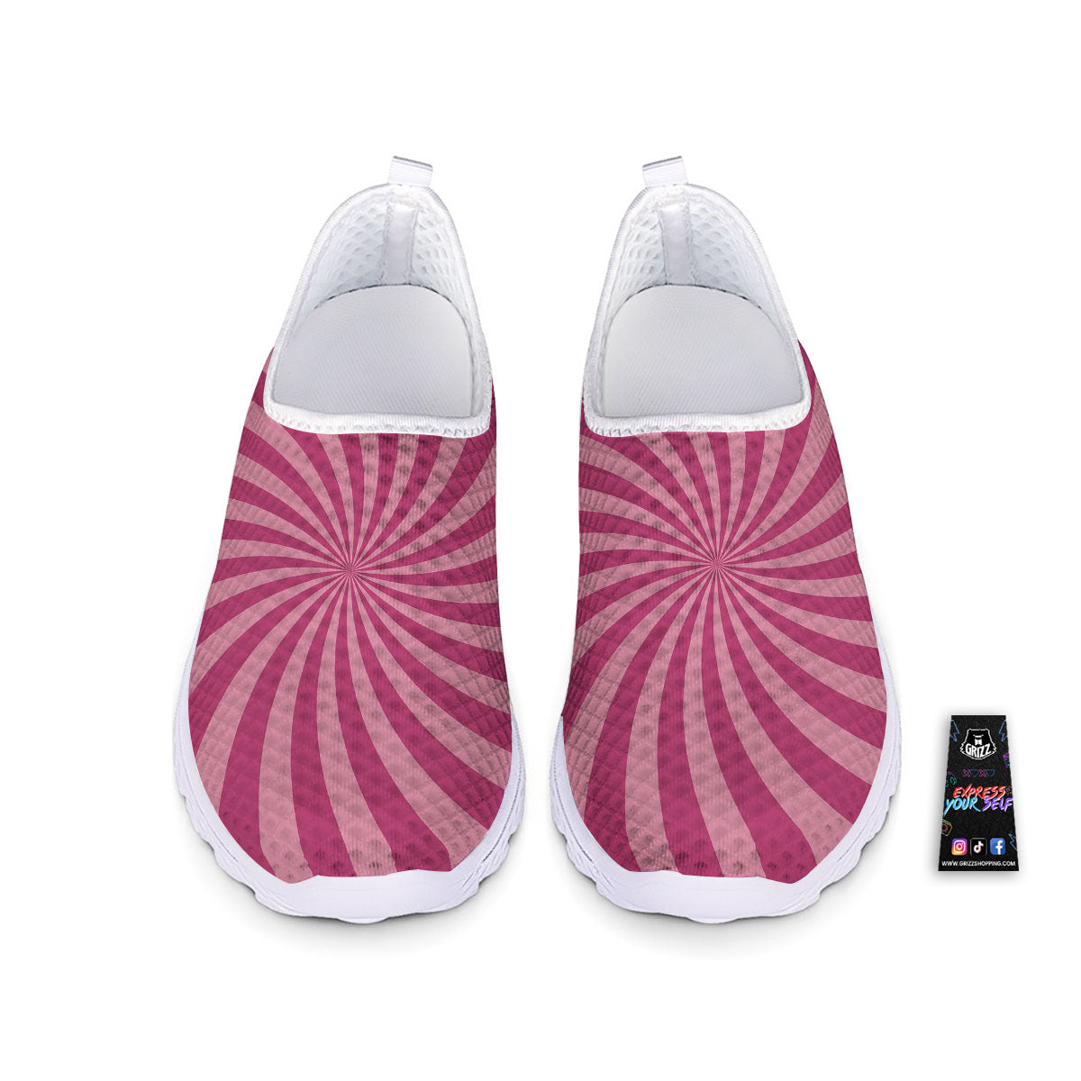Psychedelic Swirl Pink Print Nurse Shoes-grizzshop