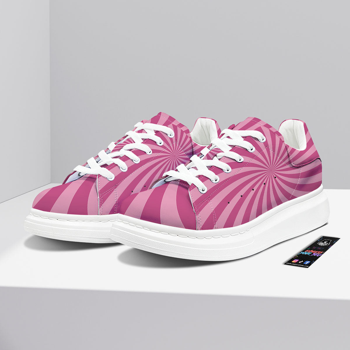 Psychedelic Swirl Pink Print Platform Shoes-grizzshop