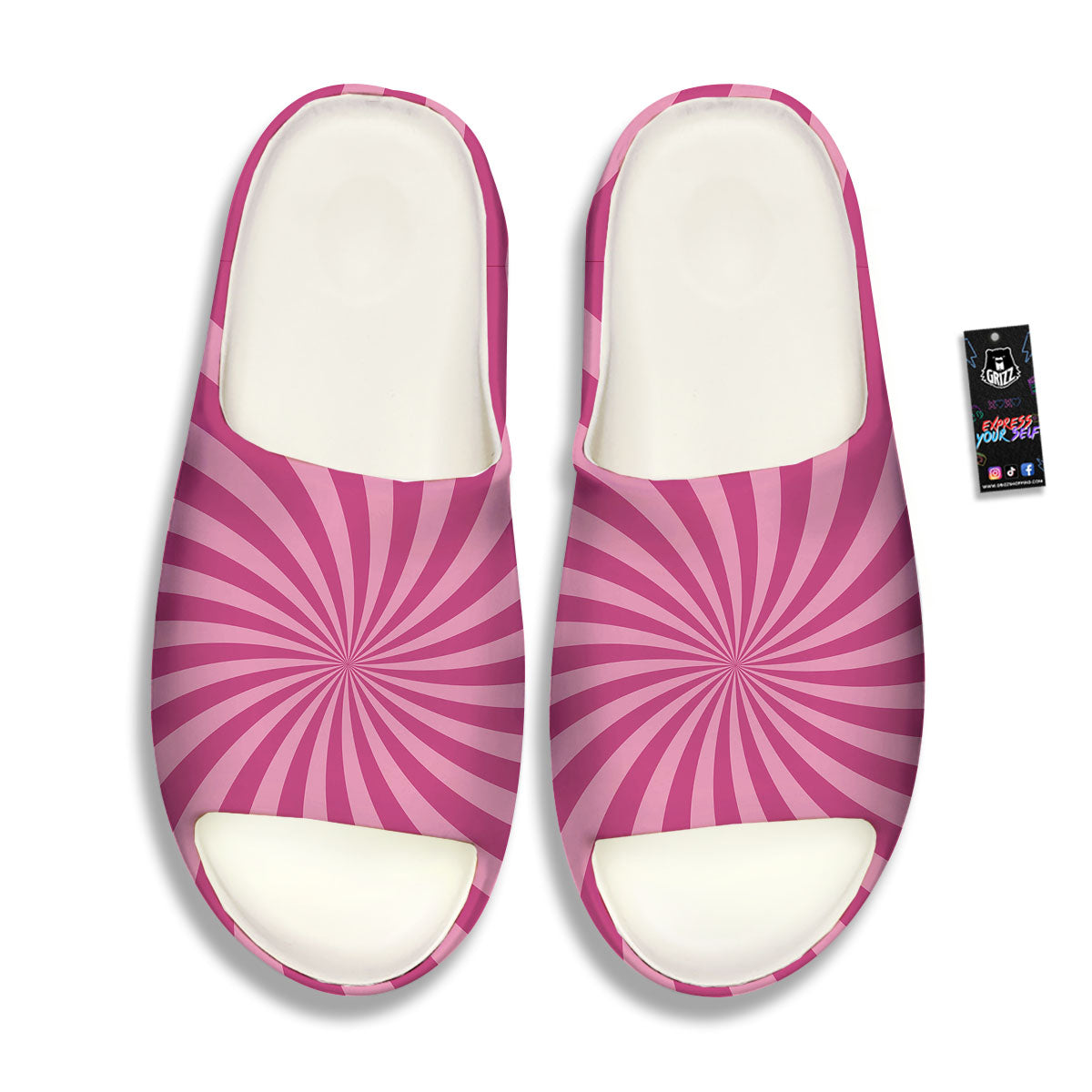 Psychedelic Swirl Pink Print Sandals-grizzshop
