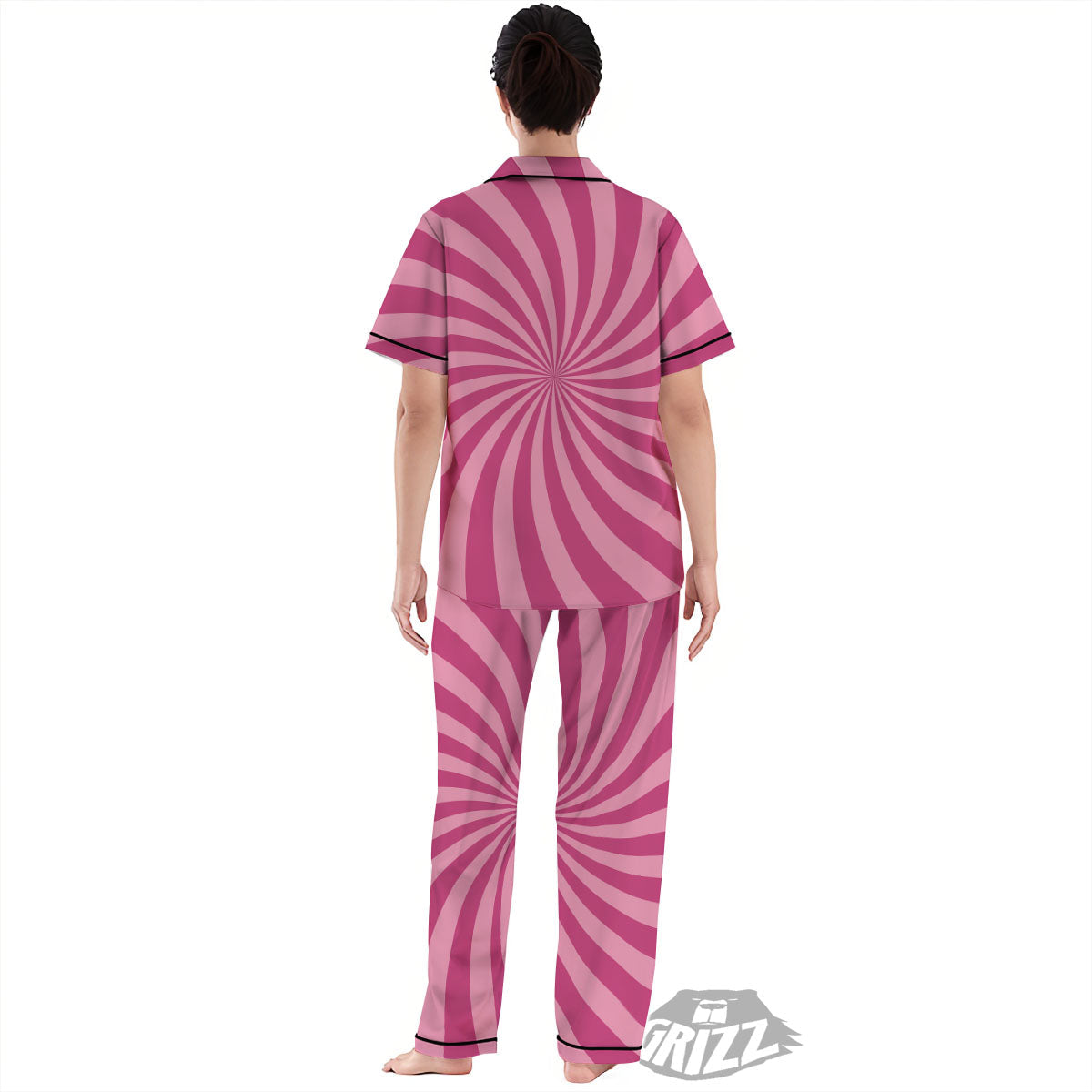 Psychedelic Swirl Pink Print Women's Pajamas Set-grizzshop
