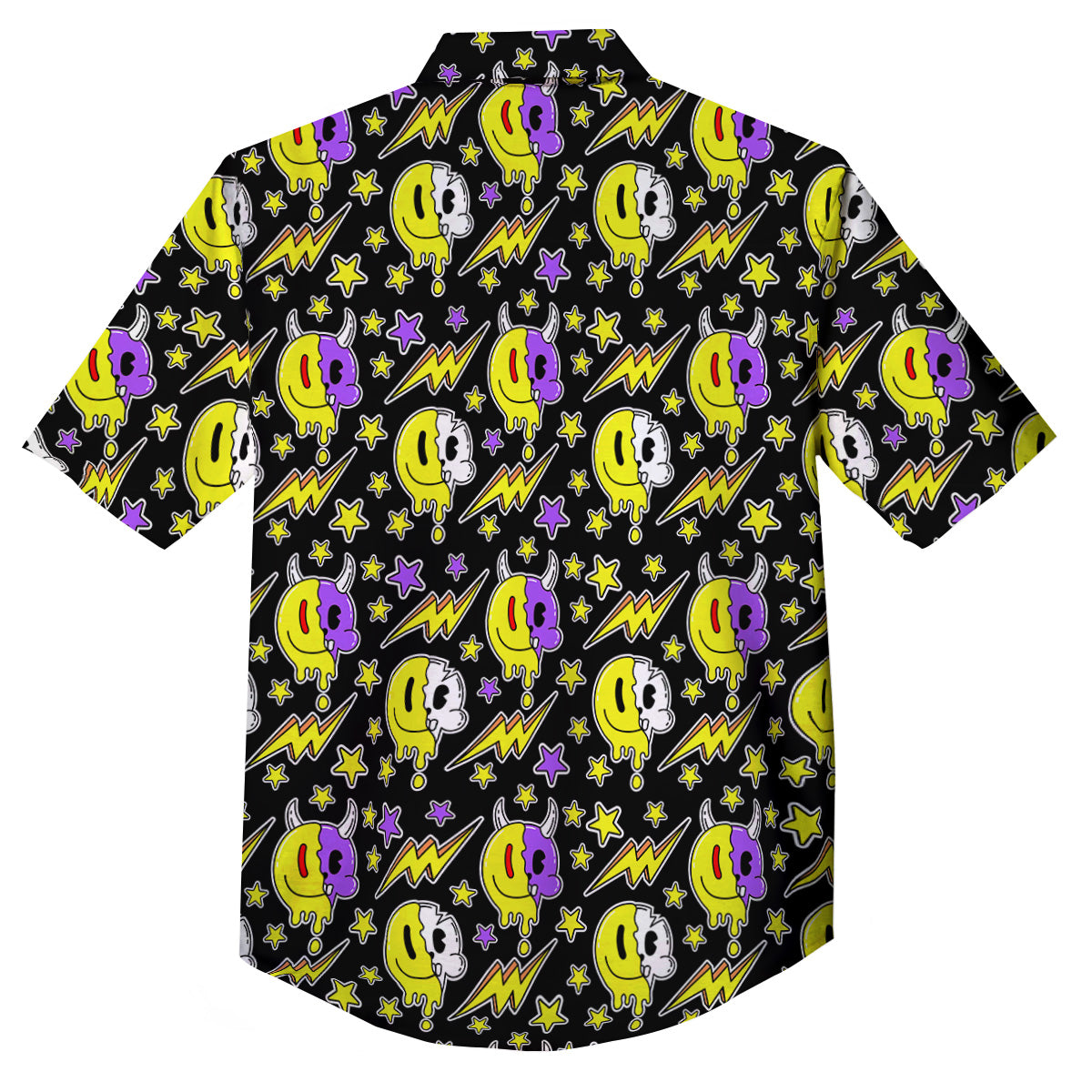 Psychedelic Trippy Acid Emoji Print Pattern Button Up Shirt-grizzshop