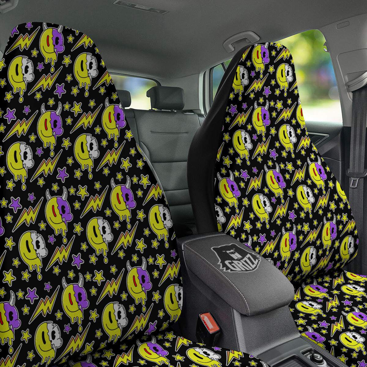 Psychedelic Trippy Acid Emoji Print Pattern Car Seat Covers-grizzshop