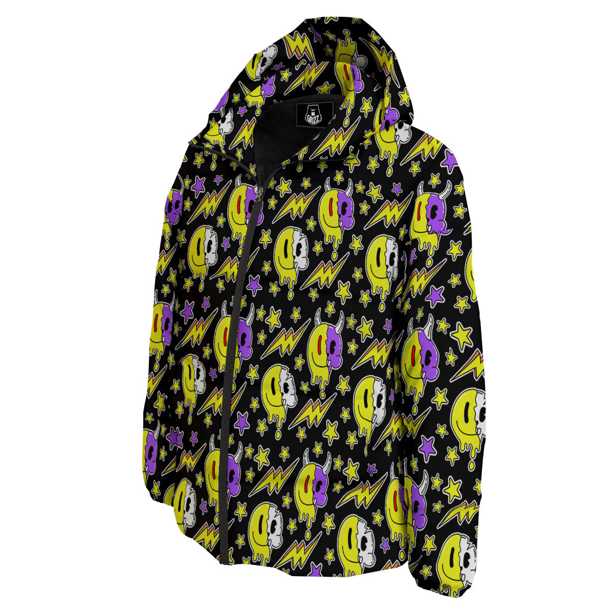 Psychedelic Trippy Acid Emoji Print Pattern Down Jacket-grizzshop